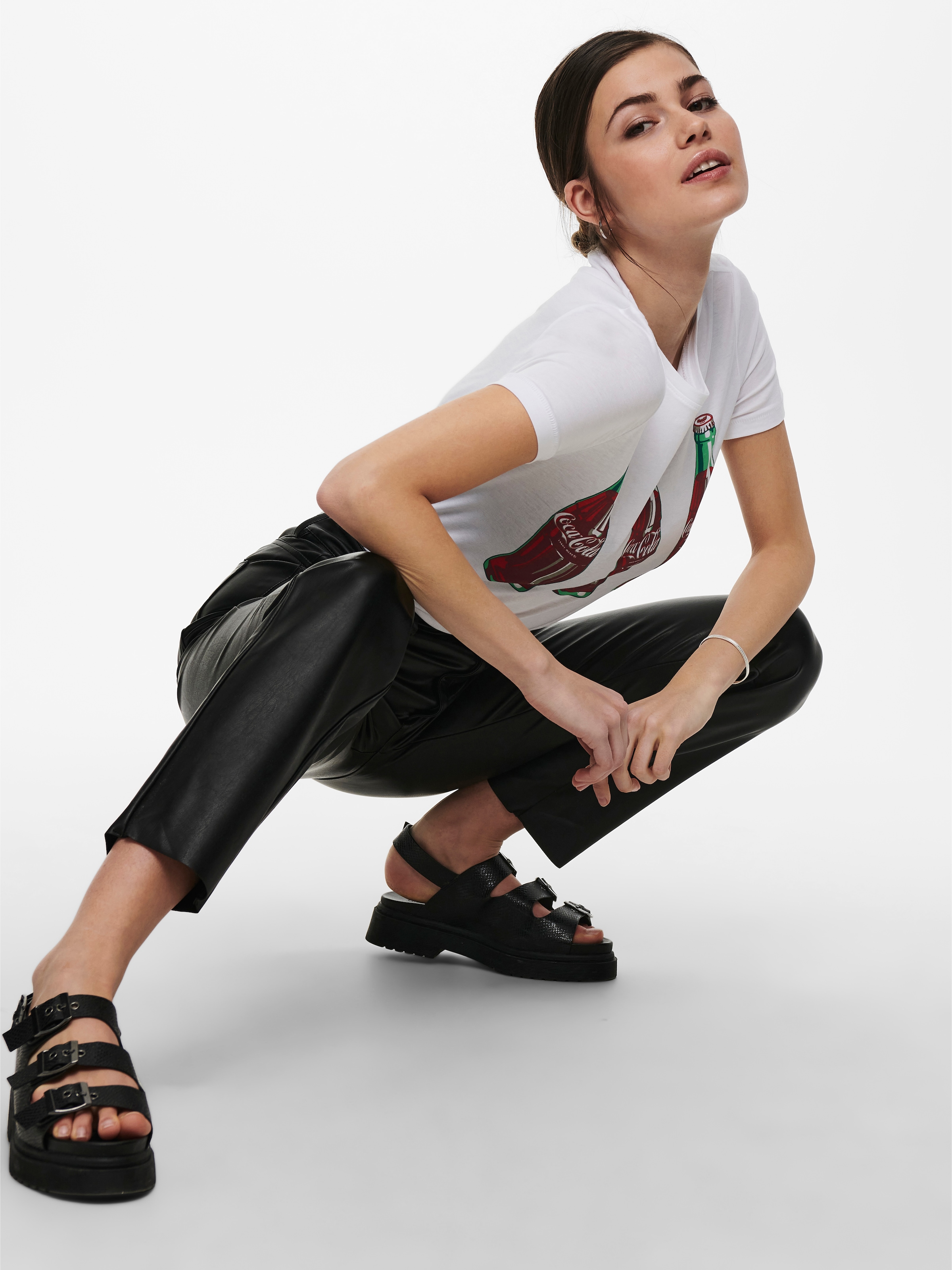 ONLY Pantalon imitation cuir »ONLEMILY HW ST ANK FAUX LEATHER PNT NOOS«