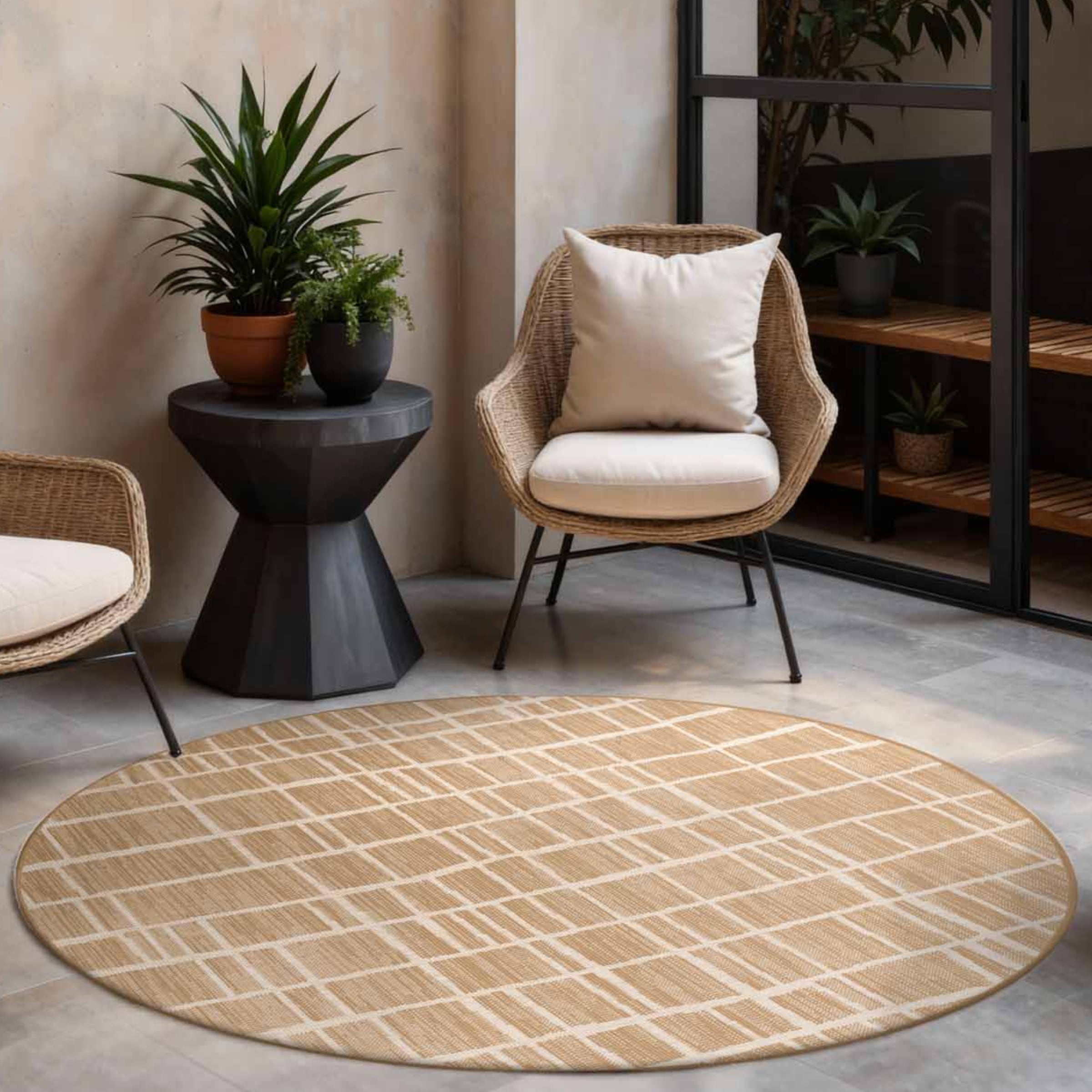 Ted Baker Teppich »Crouch , Wendeteppich« rund 8 mm Höhe Designteppich, Wetterfest, Pflegeleicht, Modern, Wohnzimmer, Terrasse