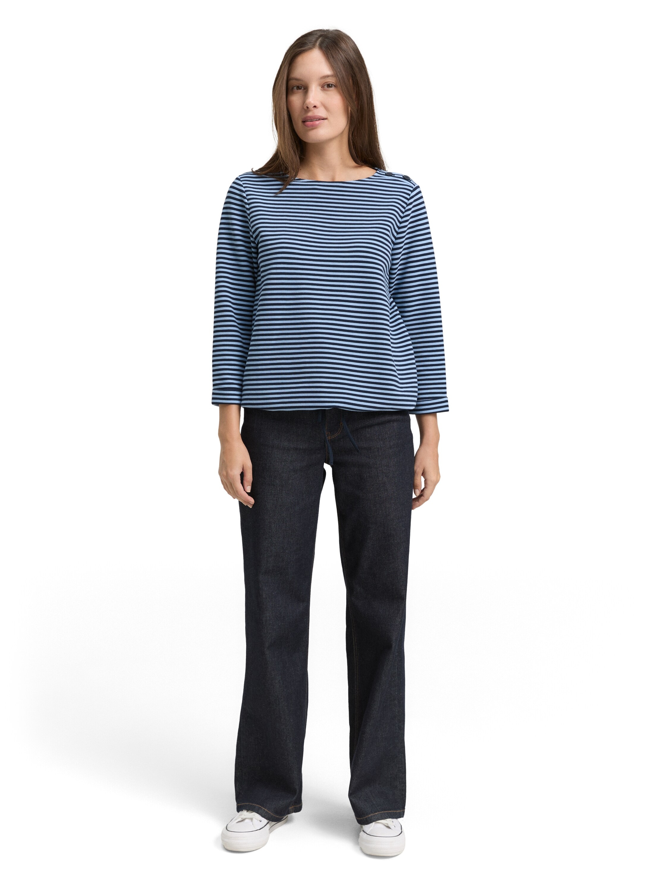 TOM TAILOR Langarmshirt »Loose« mit Knöpfen an der Schulter