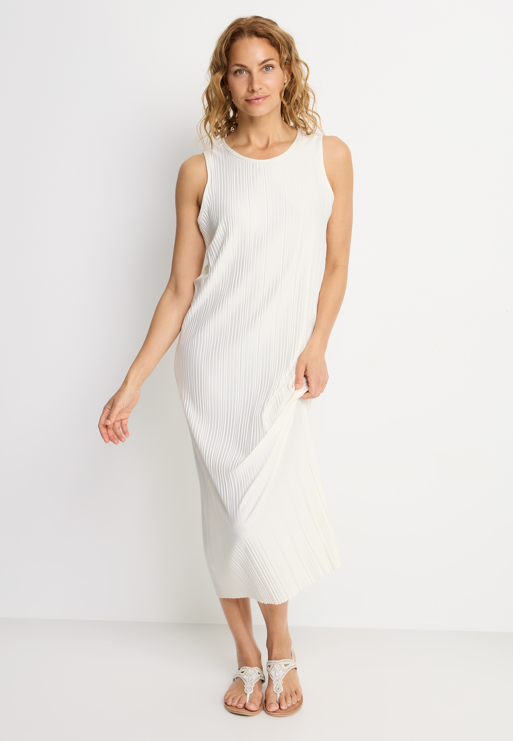 LASCANA Robe plissée Robe midi à bretelles, robe d'été