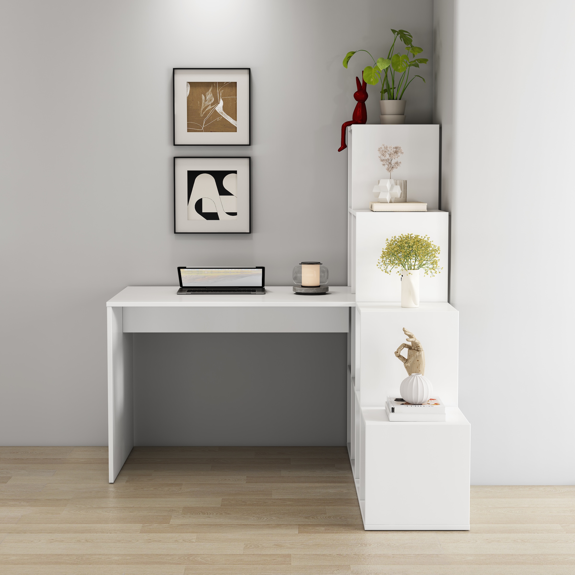 GOODproduct Regal-Schreibtisch »Ciela« flexible Aufstellmöglichkeiten, wechselseitig  montierbar, B. 137 cm