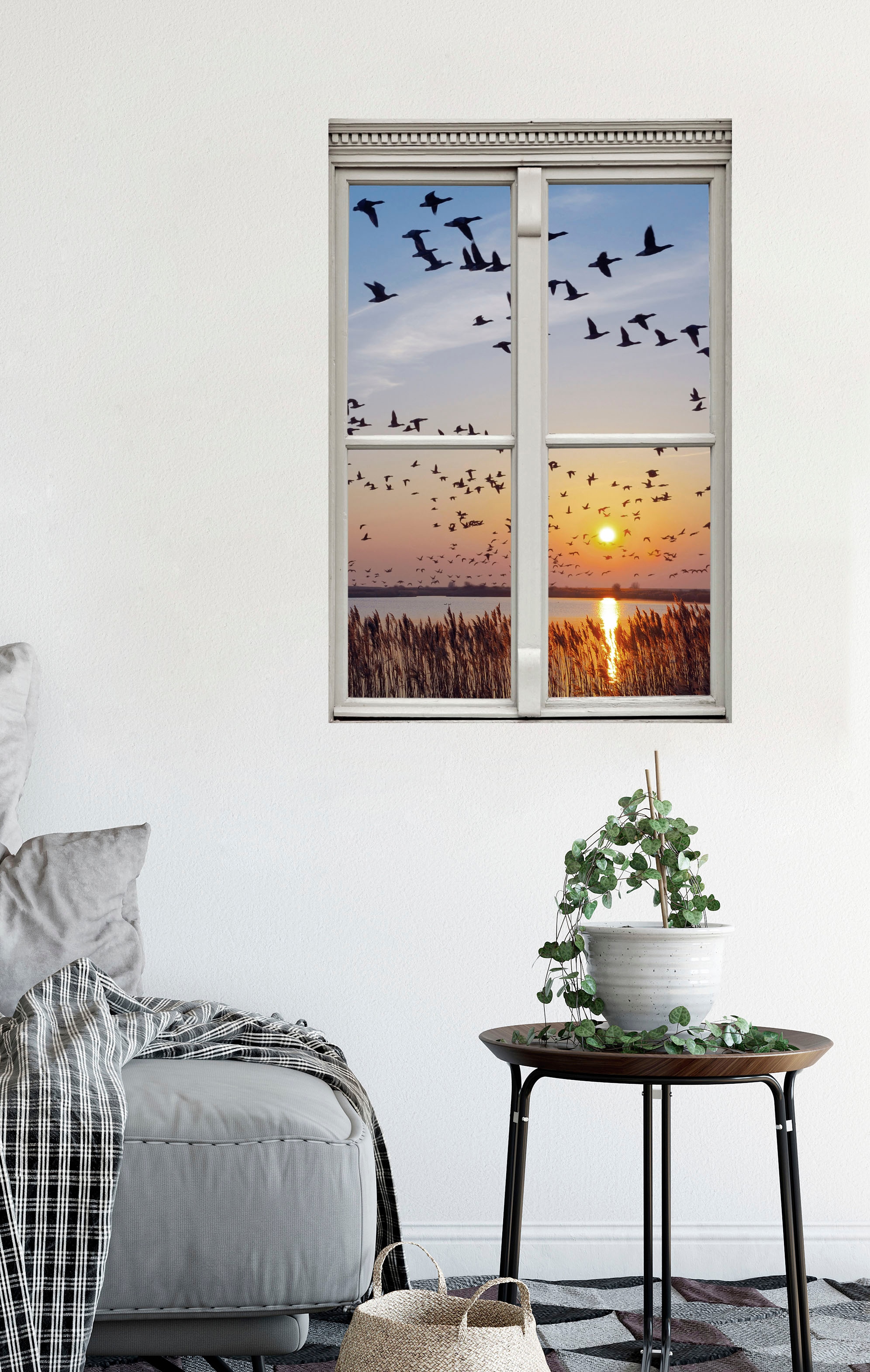 queence Wandsticker »Vogelschwarm« Wandsticker, Wandbild, selbstklebend, 3D, Fenster