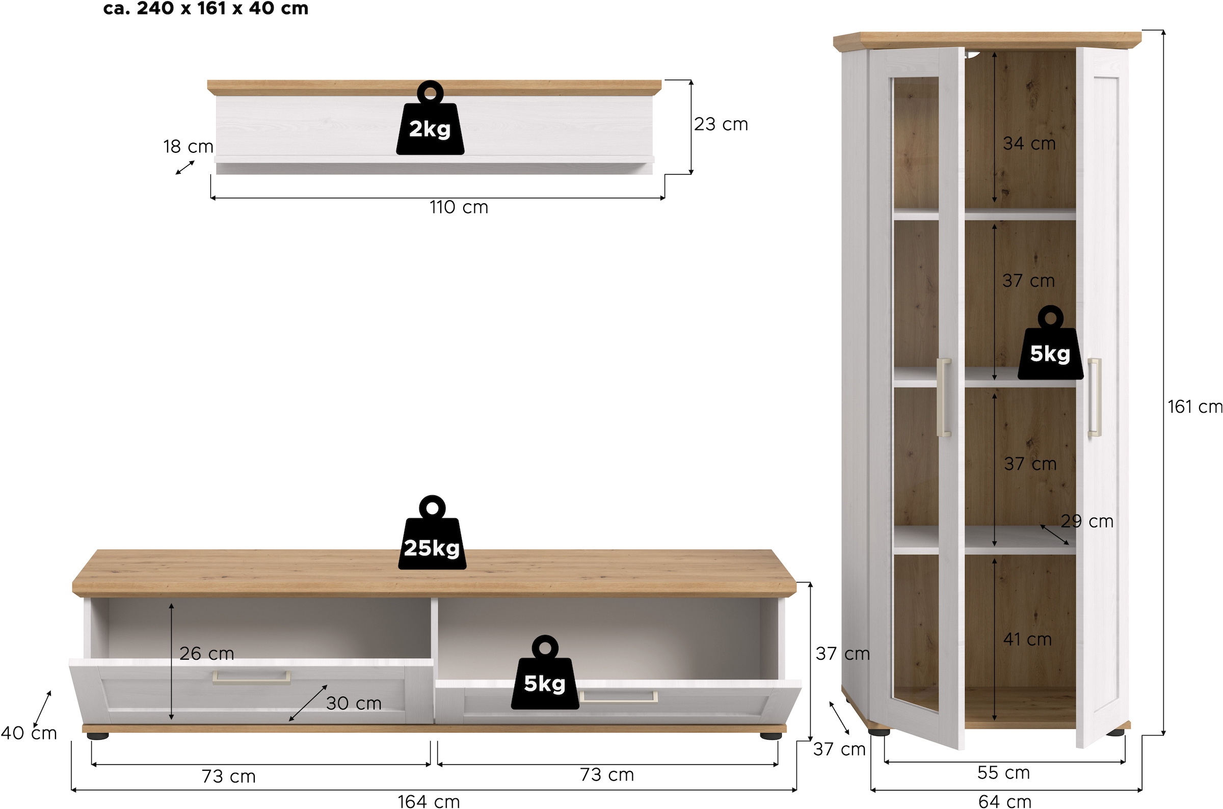 Home affaire Meuble mural »Cosenza« Set, 3 cuis tlg.