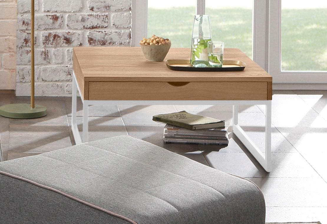 Home affaire Table basse »Betula« B/T/H: 80/80/40 cm,  zertifiziertes Massivholz (Eiche), in 3 verschiedenen Farbvarianten