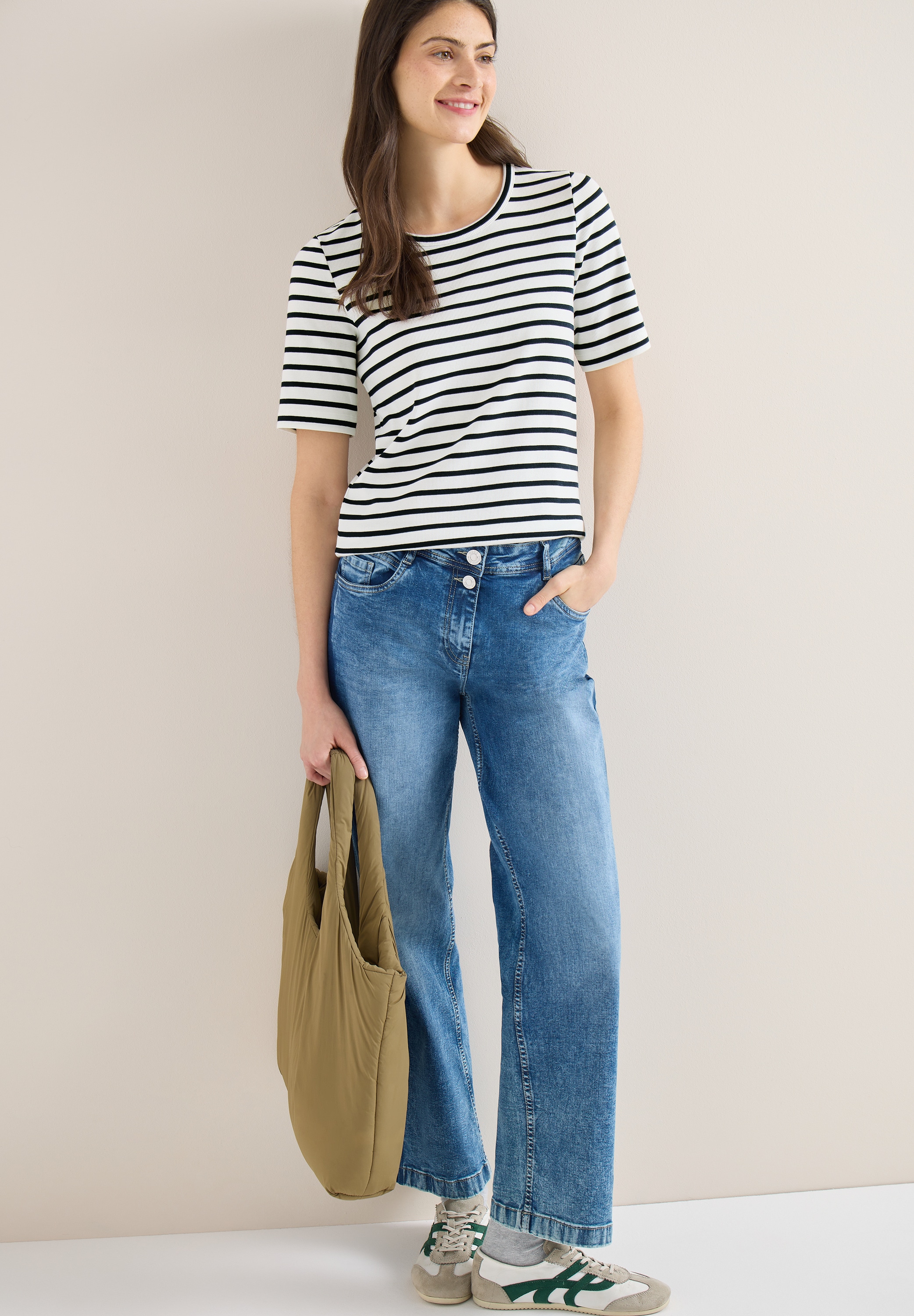 Cecil Shirt à col rond in Streifen-Optik