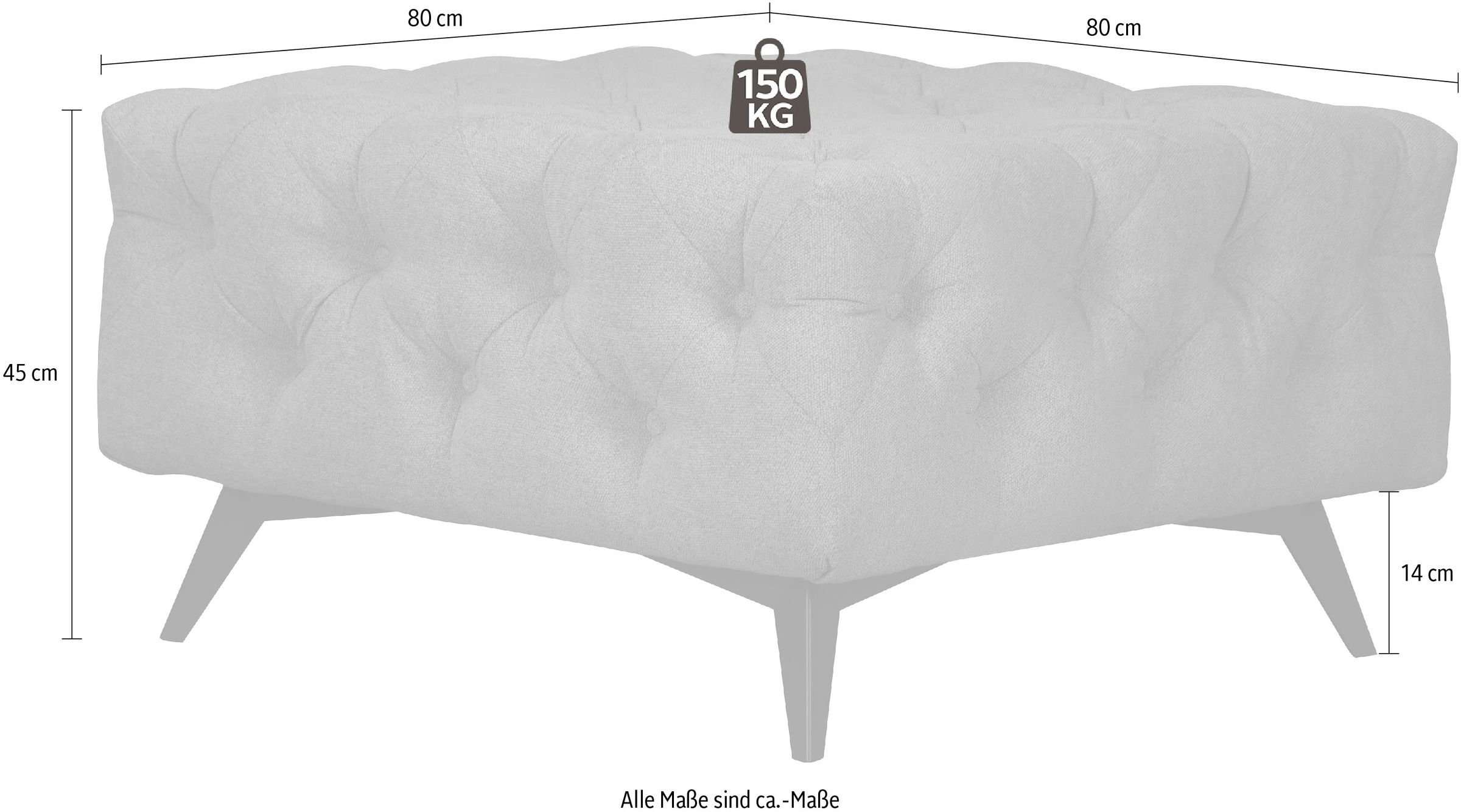 Home affaire Tabouret rembourré »Amaury« Chesterfield-Optik, Breite 80cm, Fussfarbe wählbar