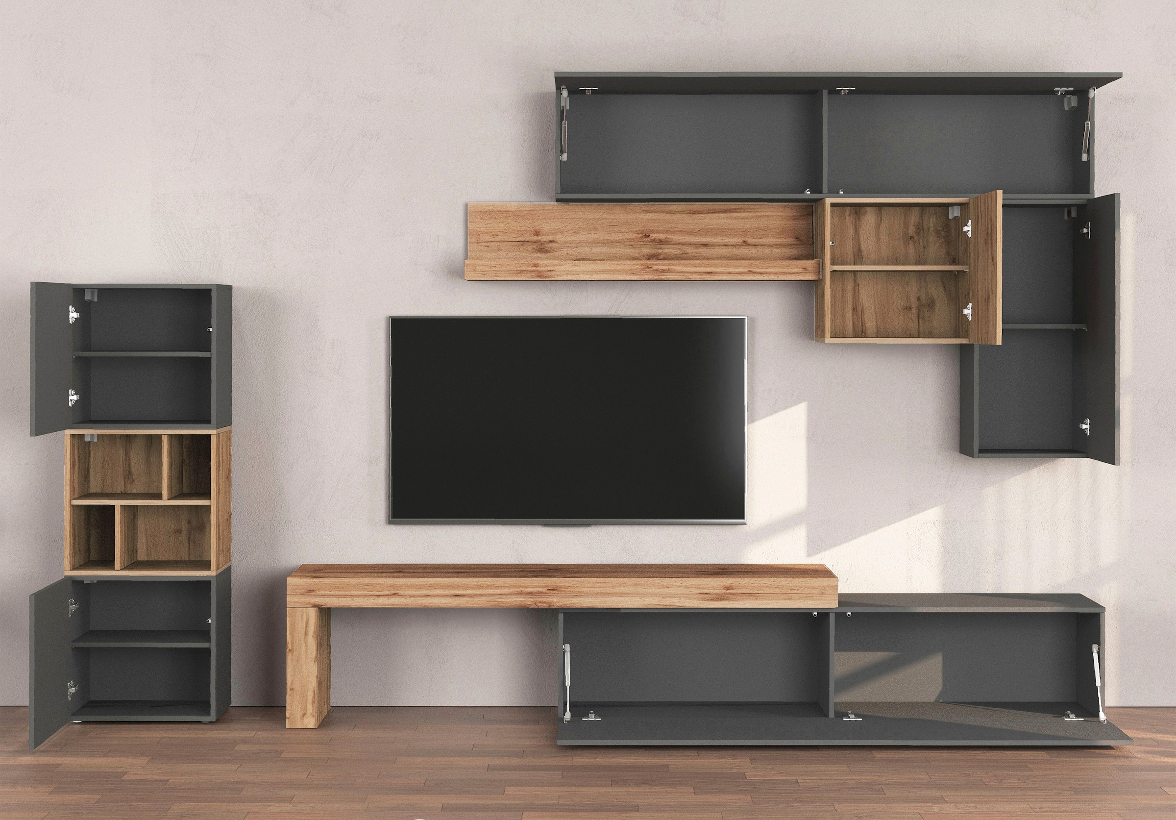 GOODproduct Meuble mural »Chronos Wohnwand, Medienwand, 8-er set« Set, 8 cuis tlg.