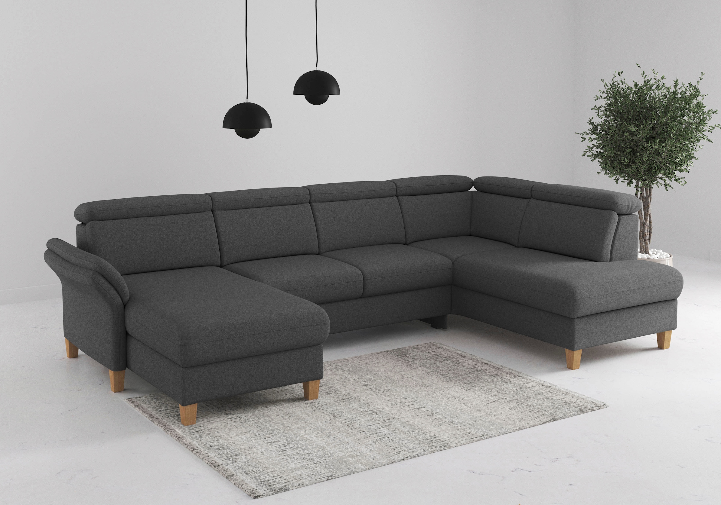 Home affaire Wohnlandschaft »Glendale, U-Form« inkl. Kopfteilverstellung, wahlweise mit Vorziehsitz und Bettkasten