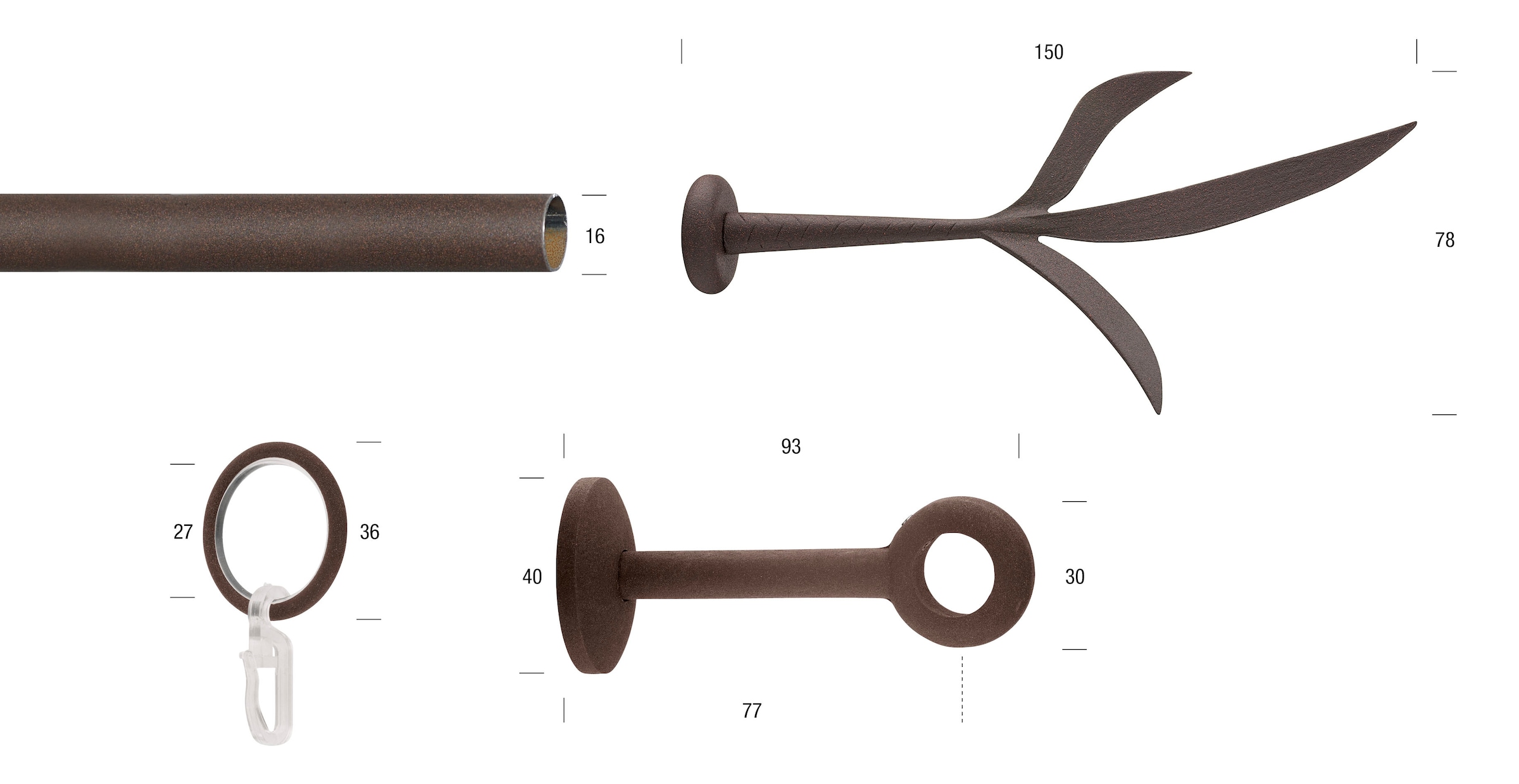 GARESA Tringle à rideaux »ESPERANCA« Ø 16 mm 1 läufig-läufig Wunschmasslänge rustikale Vorhanggarnitur, verlängerbar, Endknopf Zweig, m. Ringe