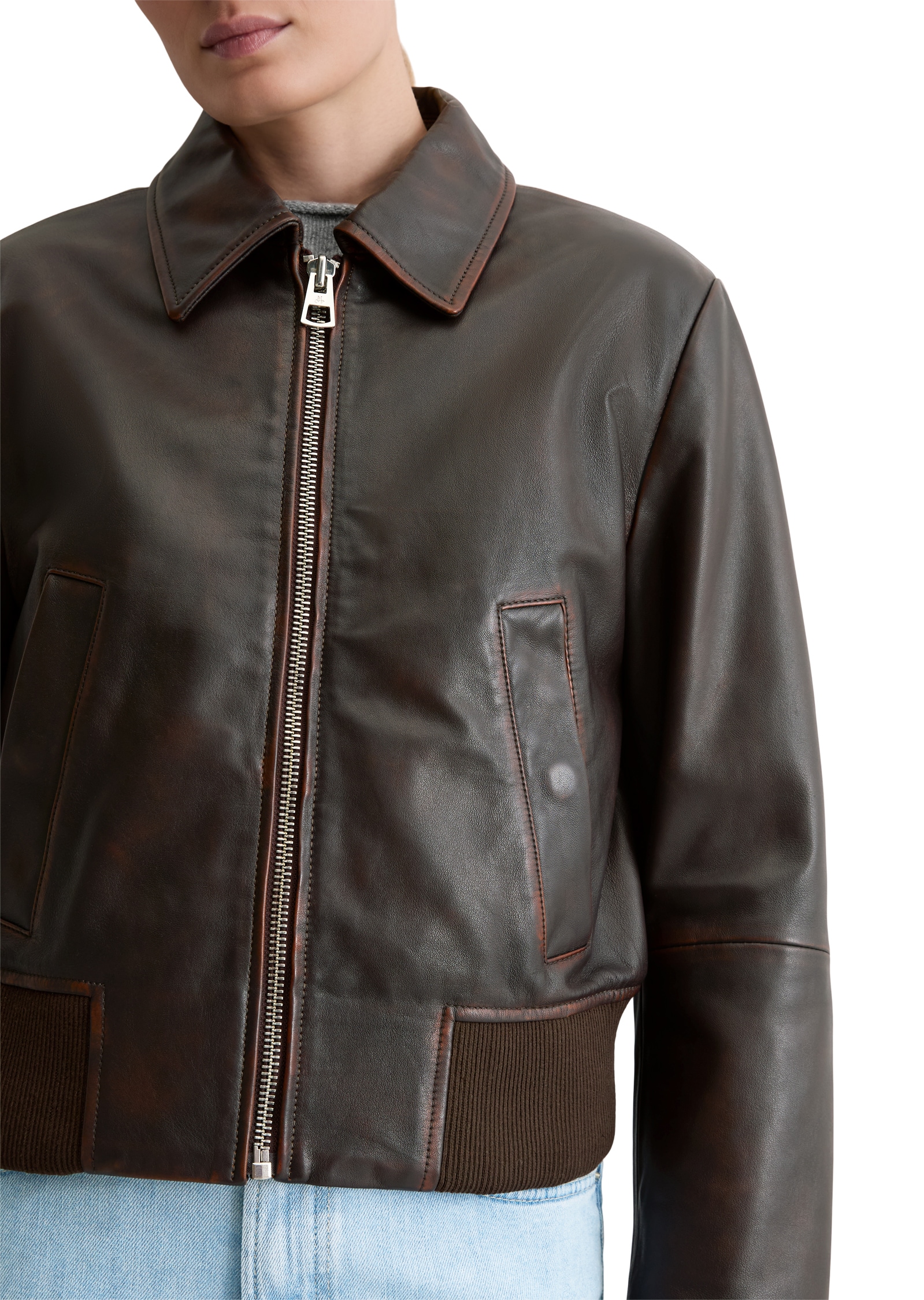 Marc O'Polo Lederjacke »regular fit aus softem Lammleder in Vintage-Optik« im Blousonstil
