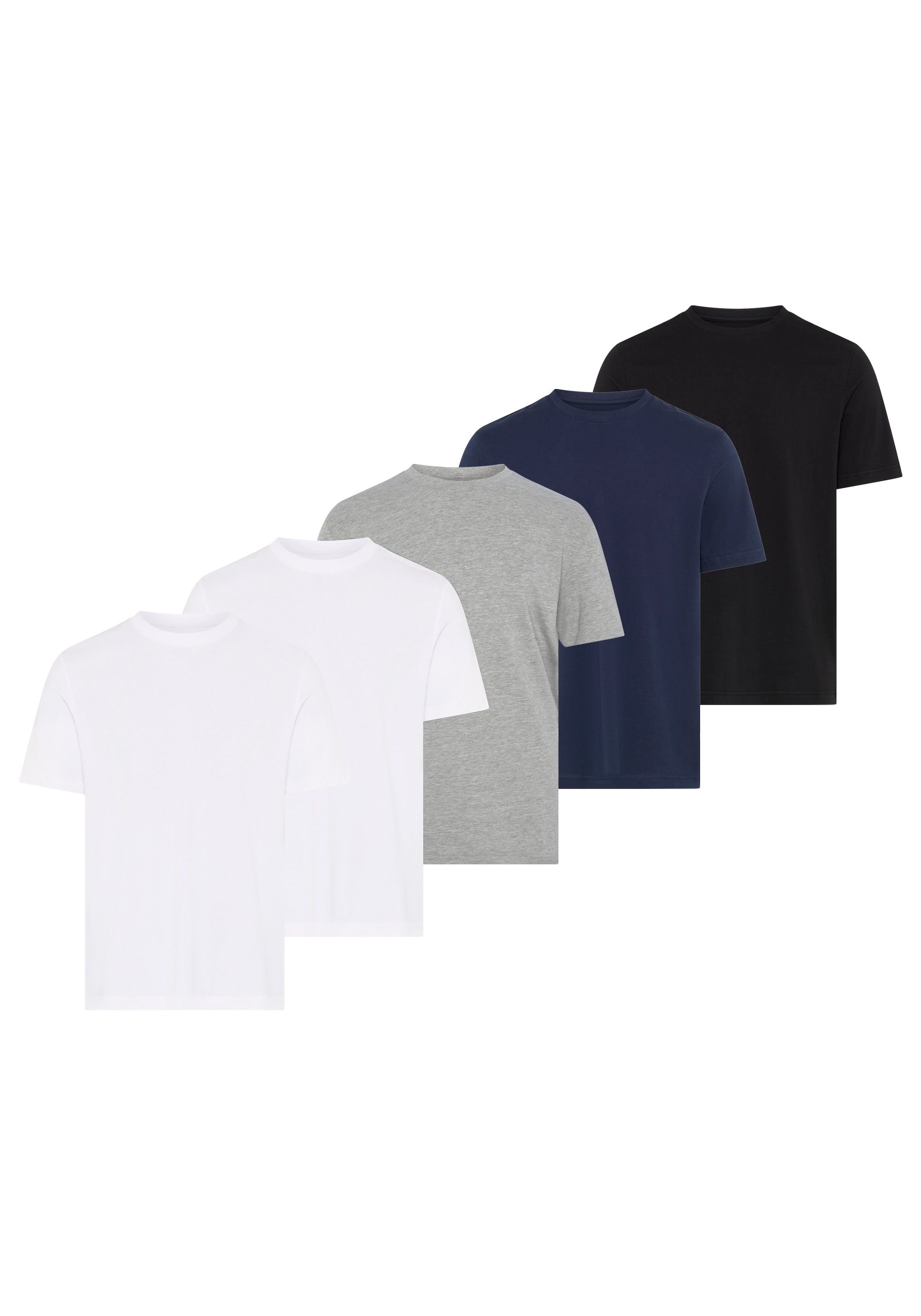 Man's World Rundhalsshirt 5er-Pack,  Kurzarm,  Regular Fit,  unifarben,  Rundhals,  aus Baumwolle