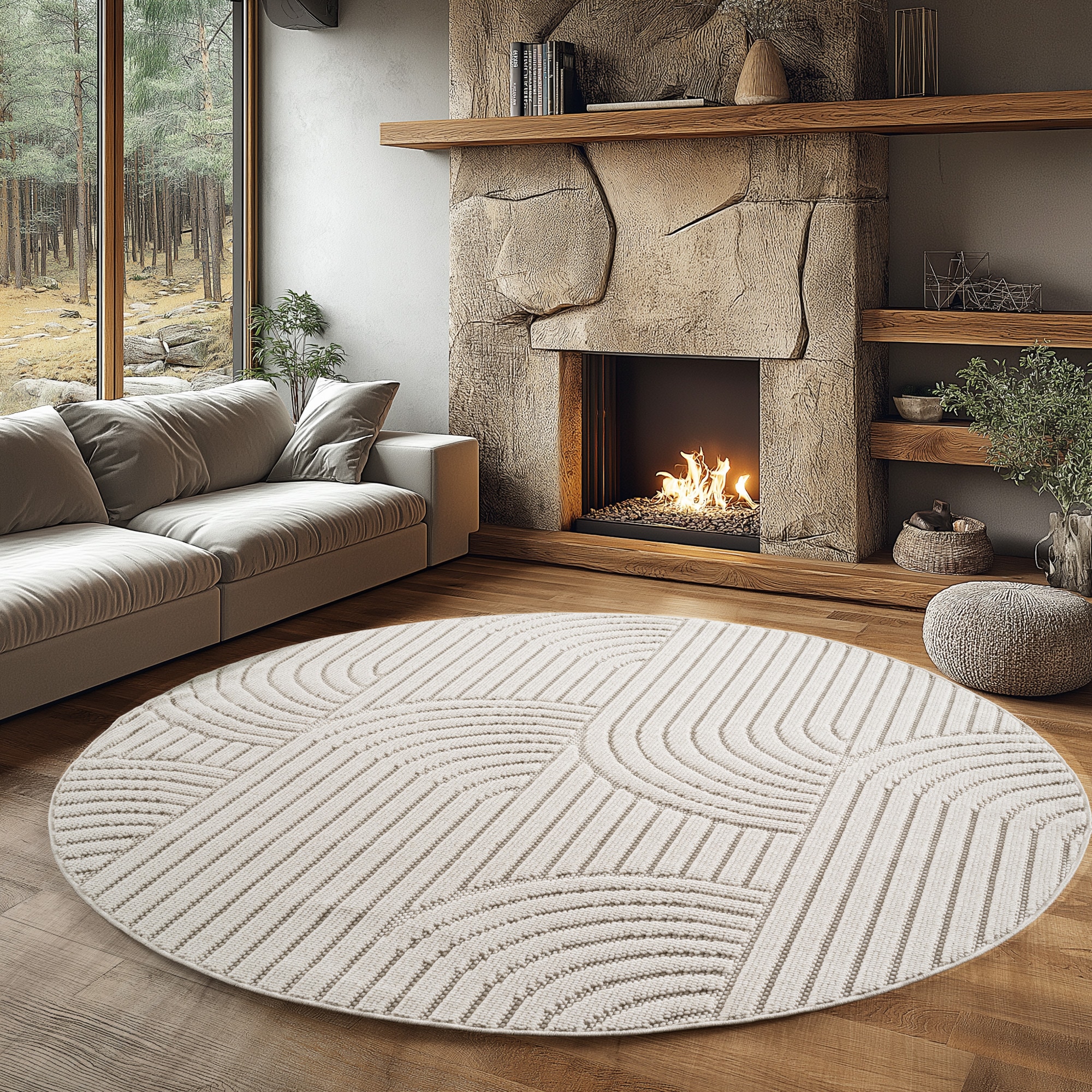 Ayyildiz Teppiche Tapis »HELIX 2201  , auch als Läufer und Rund erhältlich« Rond 7 mm Höhe Effet 3D grâce à la technique de tissage cut-loop, aspect laine, bouclé, salon