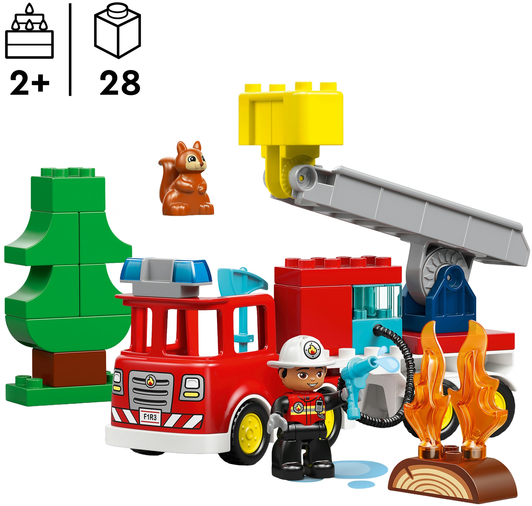 LEGO® Konstruktionsspielsteine »Löschauto mit Schlauch und Feuerwehrmann (10473), LEGO DUPLO Town«