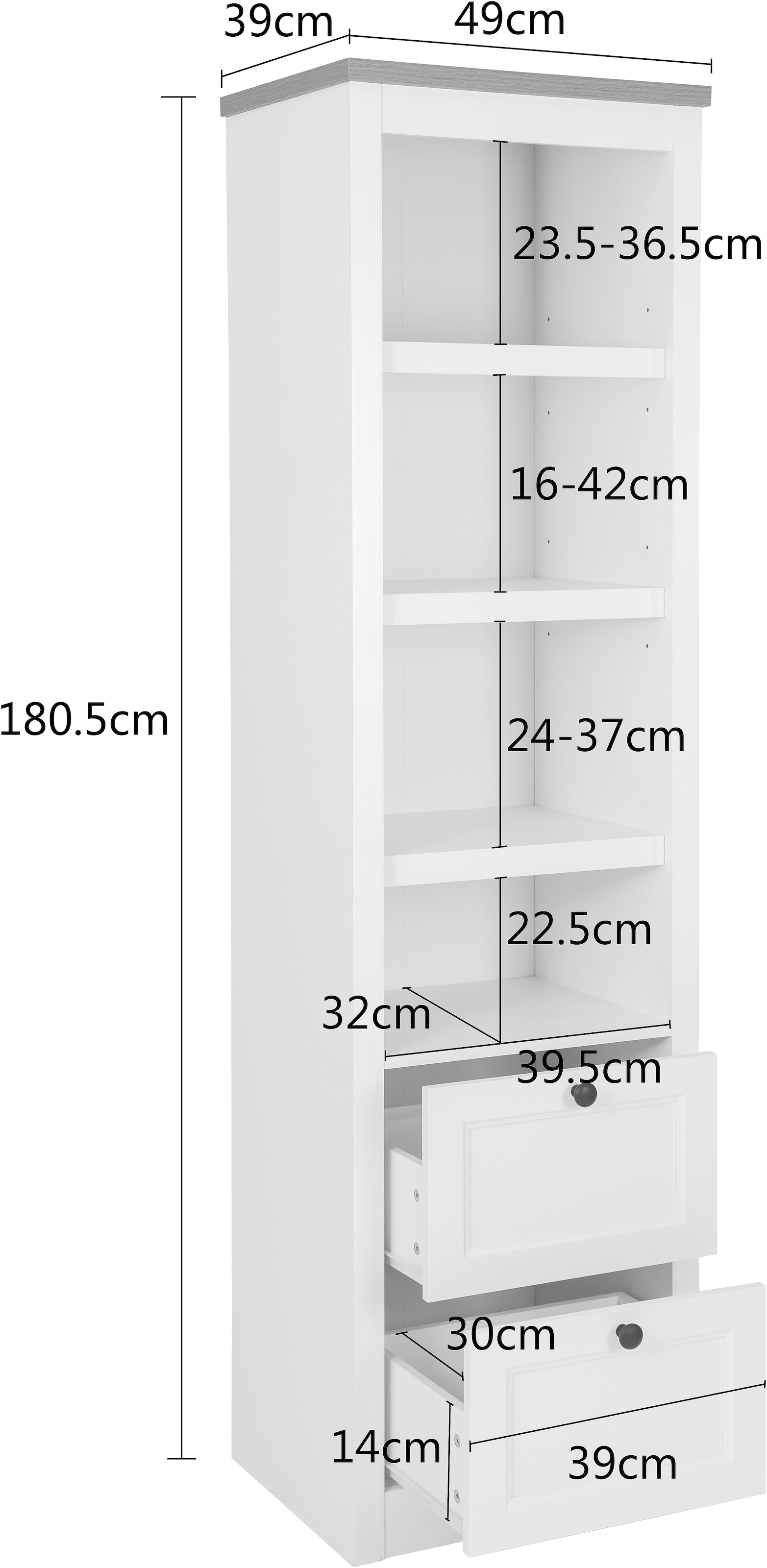 GOODproduct Vitrines »Rigny« aus MDF, mit Holz-Zierleiste, schwarzem Metallgriff