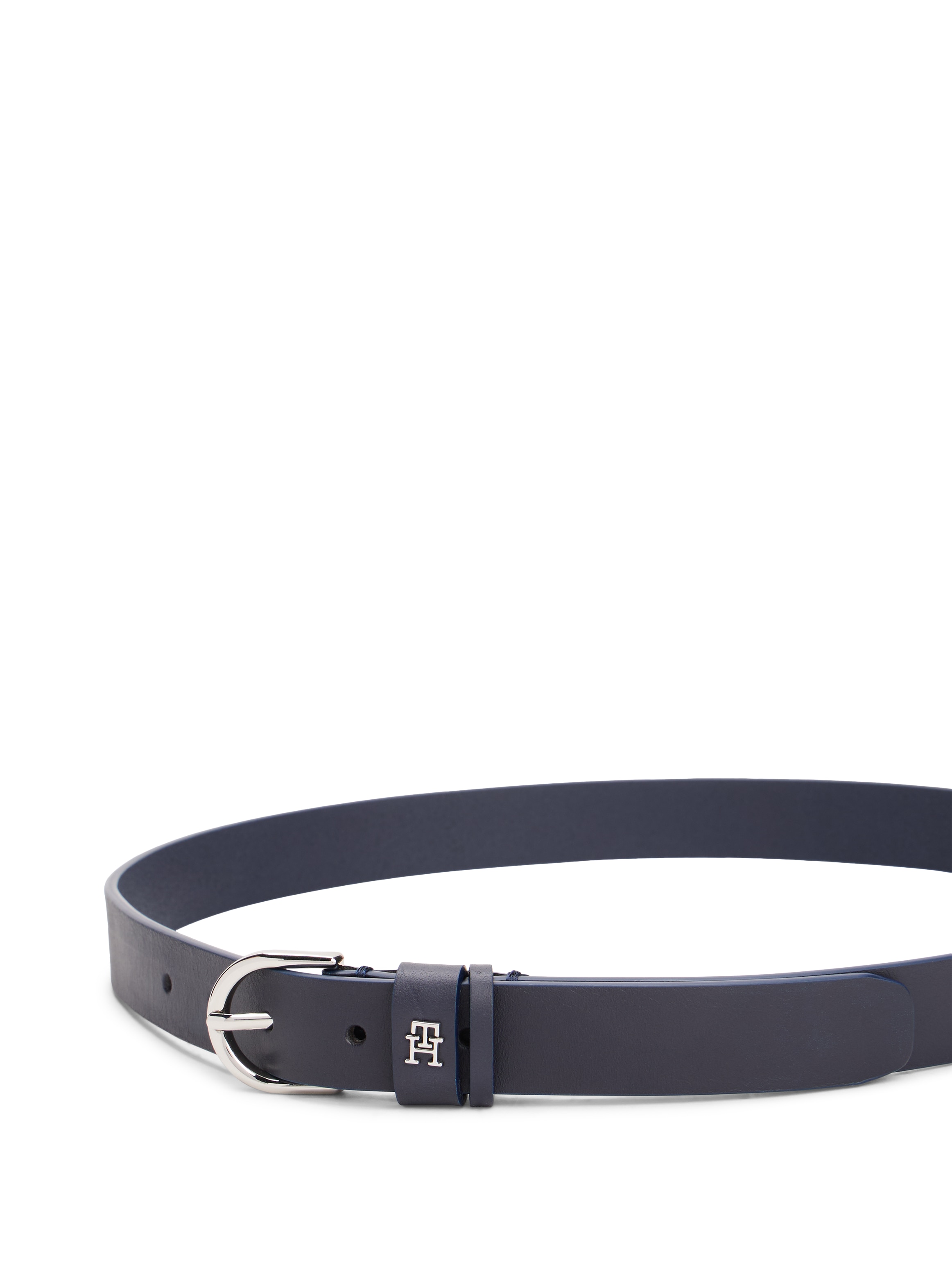 Tommy Hilfiger Ceinture en cuir »ESSENTIAL EFFORTLESS 2.5 cm breit SILVER« Boucle ardillon simple, emblème en métal