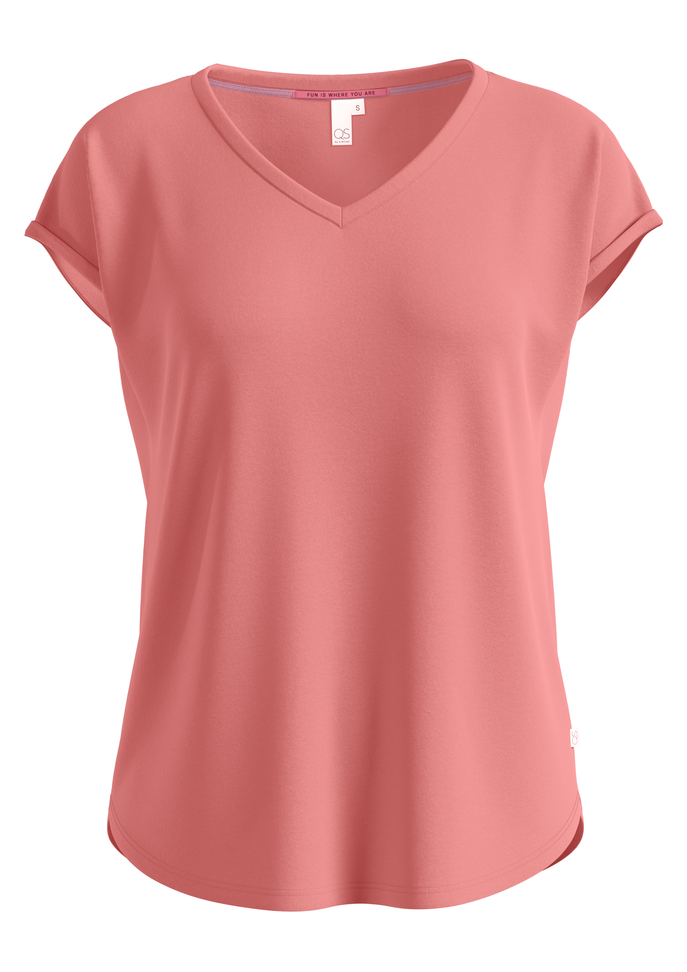 QS T-shirt mit V-Ausschnitt