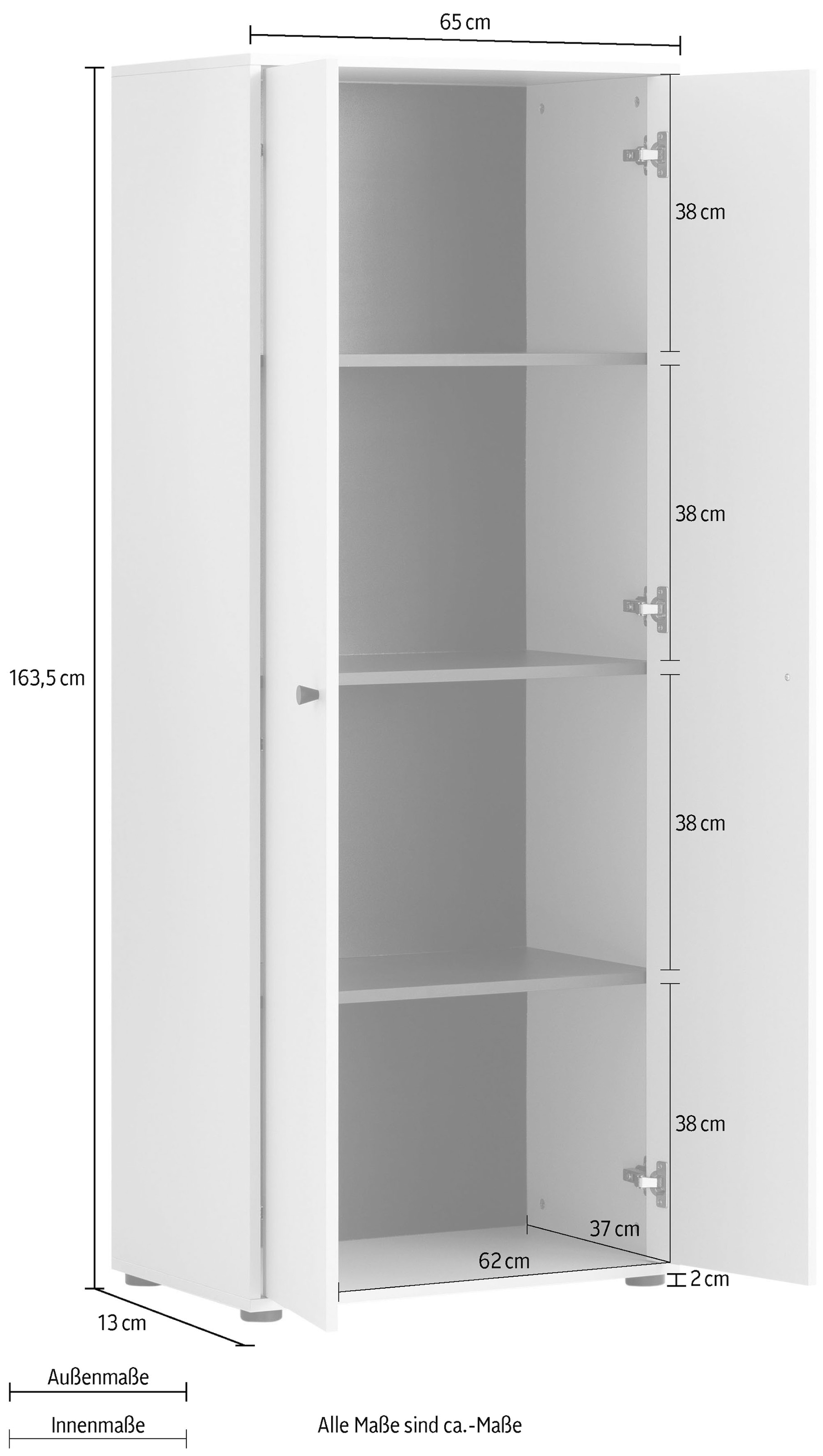 welltime Armoire haute »Lovund, Breite 65 cm« Mit Softclose-Scharnieren und 3 Fachböden