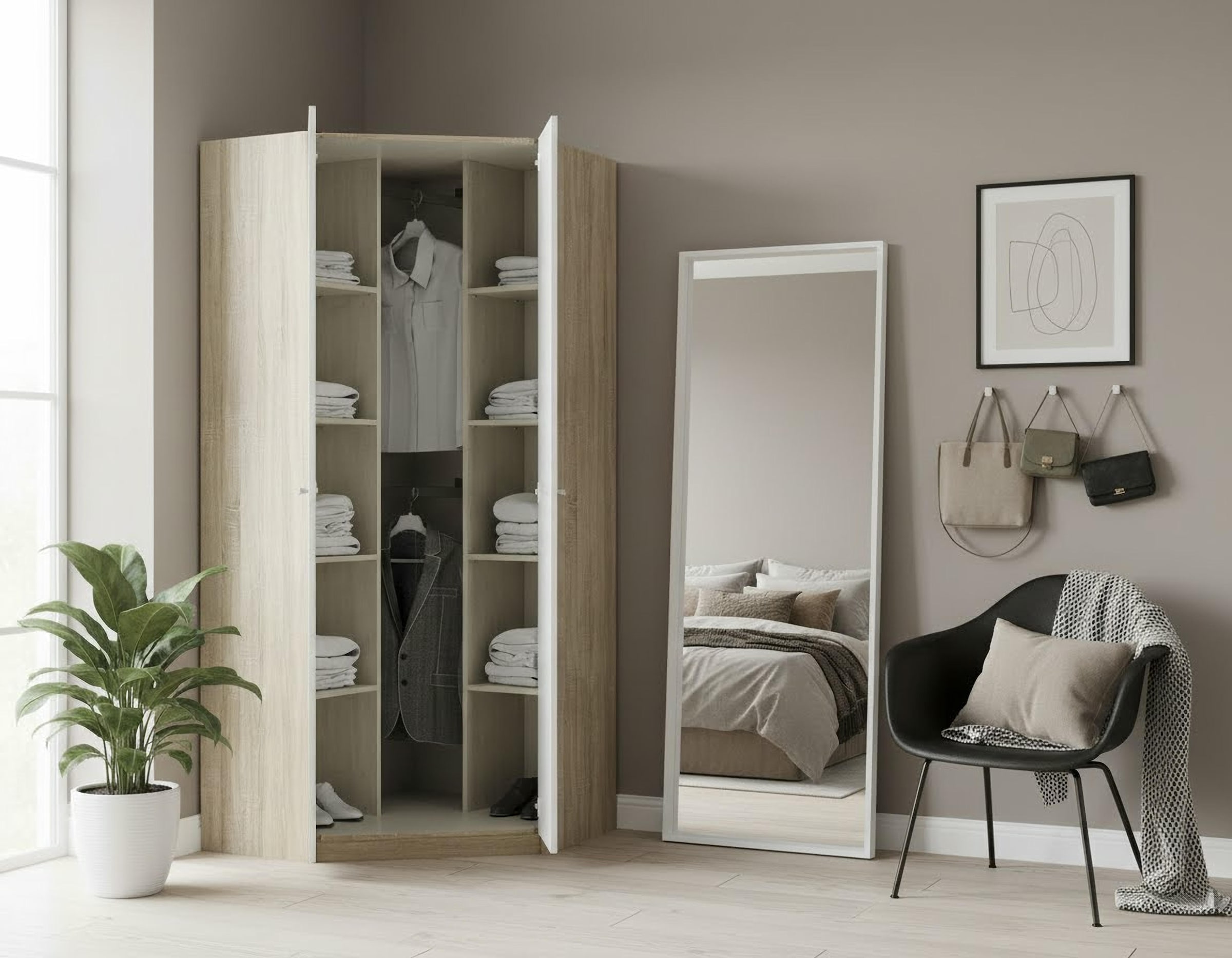 priess Armoire d'angle »Barcelona Kleiderschrank Ecklösung Raumwunder« in 2 Tiefen Schrank Eckschrank Garderobe