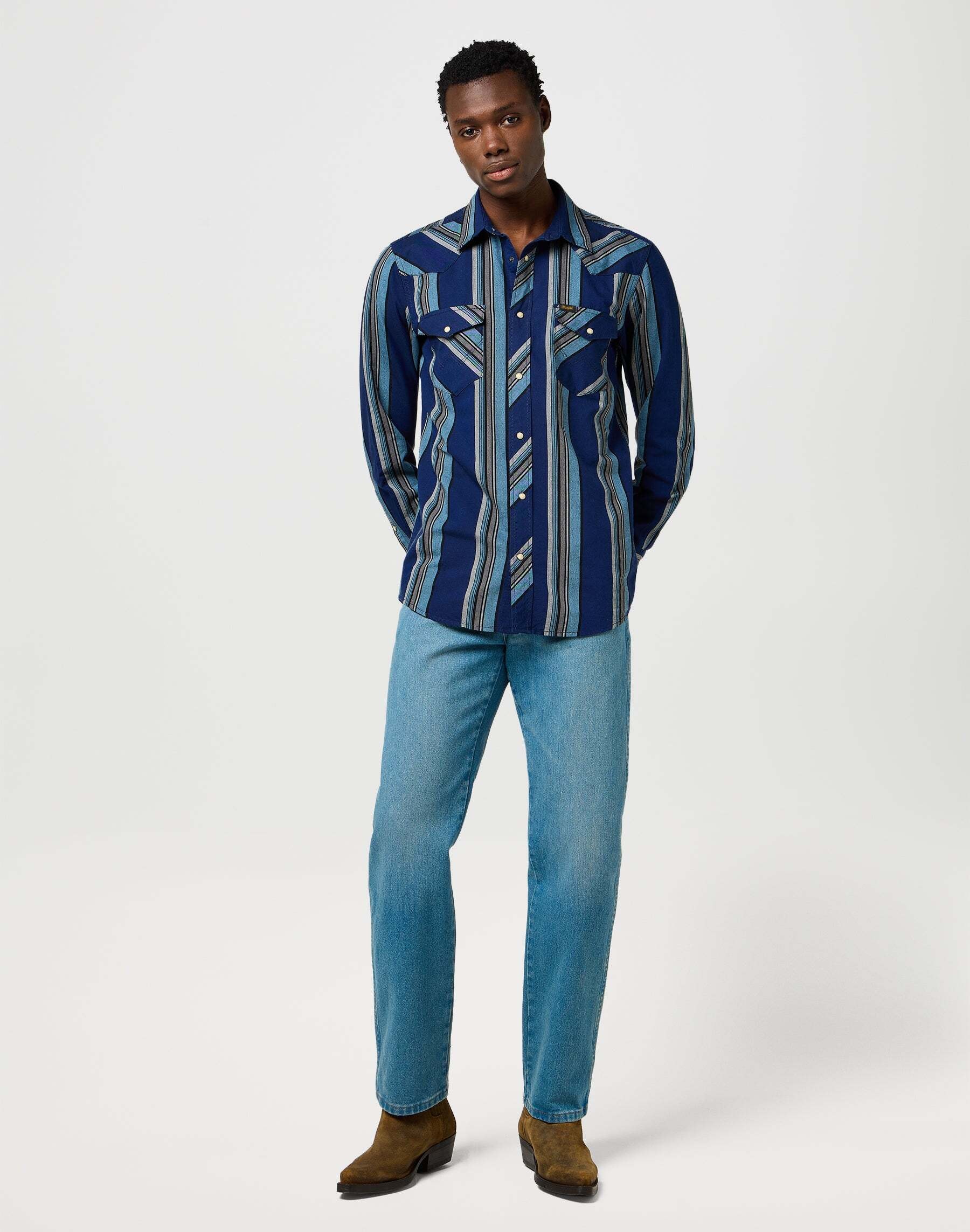 Wrangler Langarmhemd »WRANGLER Langarmhemd Western Indigo Shirt«