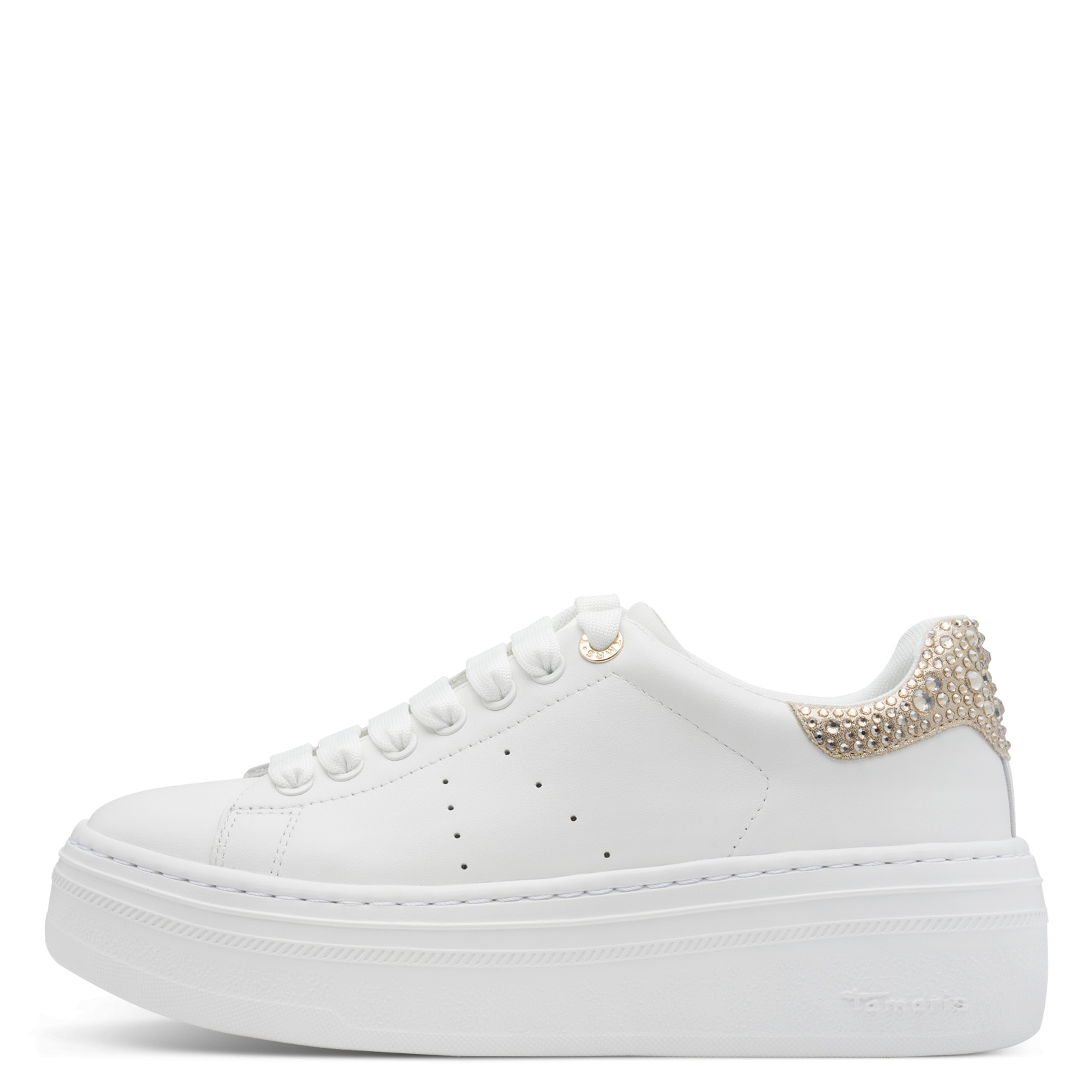 Tamaris Baskets à plateforme  , Schnürschuh, Halbschuh mit auffälligen Schmucksteinen an der Ferse