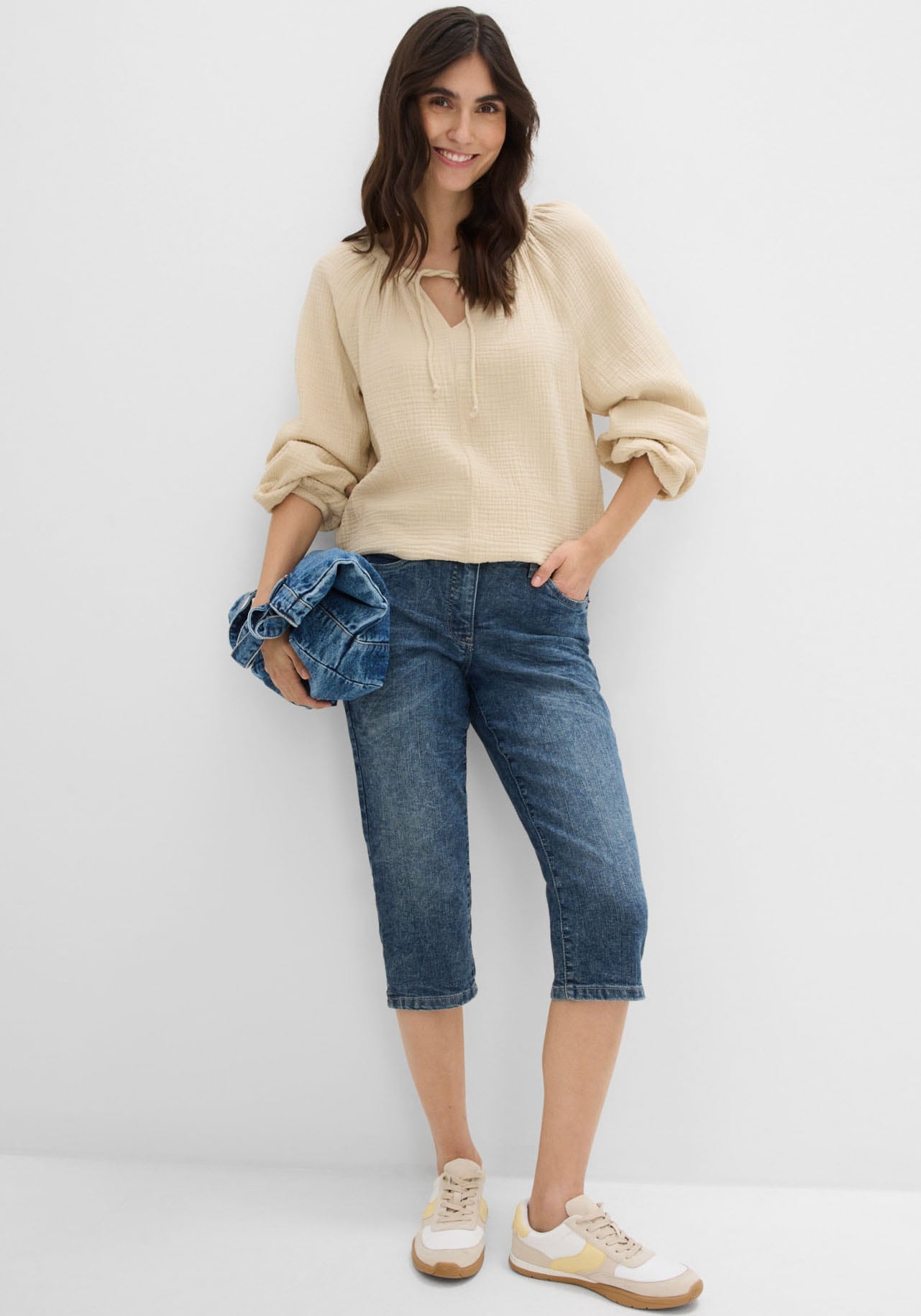 bonprix Jeans capri 1 figurformende Passform, Regular Fit, mit Komfort-Stretch