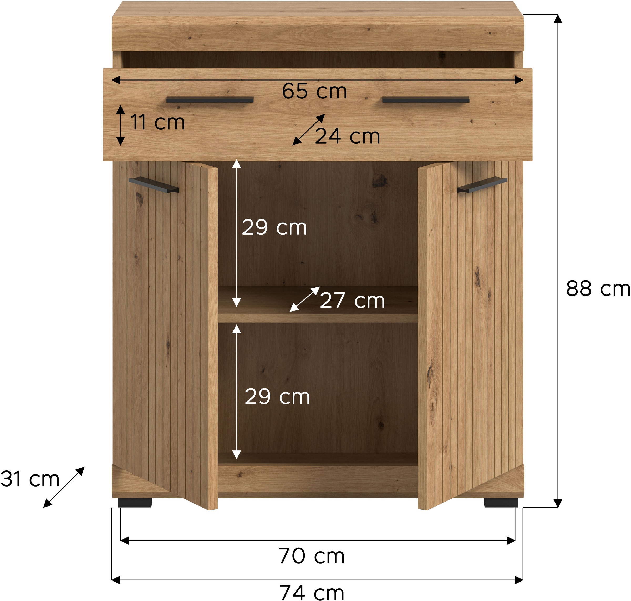 welltime Armoire basse »SIENA, Breite 74cm, 2 Tür, 1 Schubkasten, 2 Fächer, MDF-Front« BEST-SELLER !,  disponible en plusieurs couleurs, meubles de salle de bain, armoire de salle de bain, commode, salle de bain
