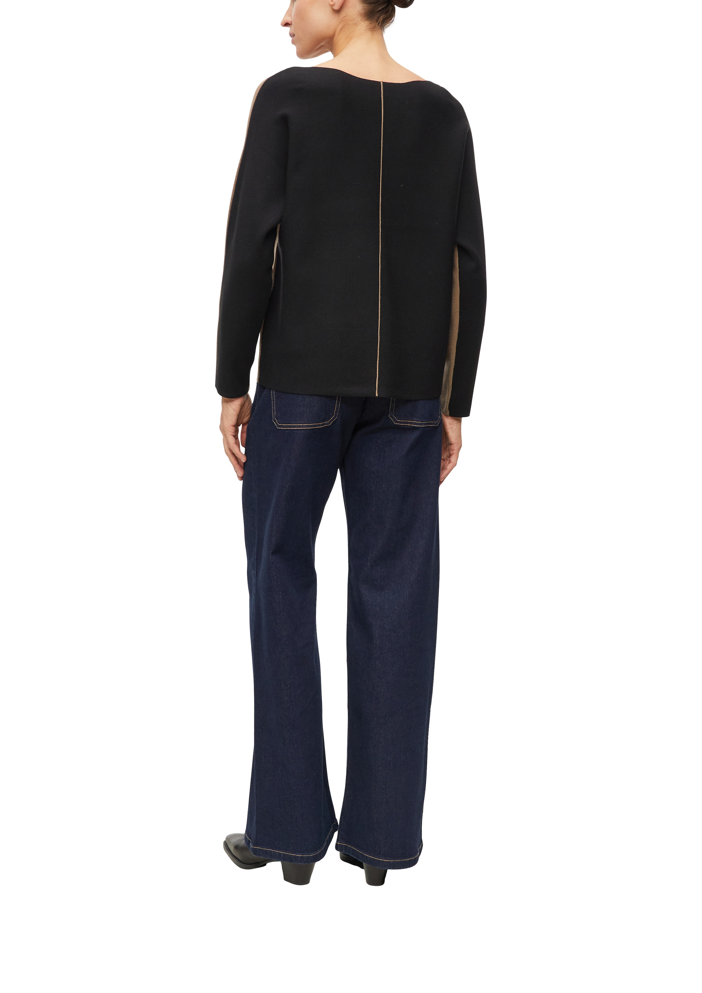 s.Oliver BLACK LABEL Pull en tricot avec color blocking et couture de division, mélange viscose