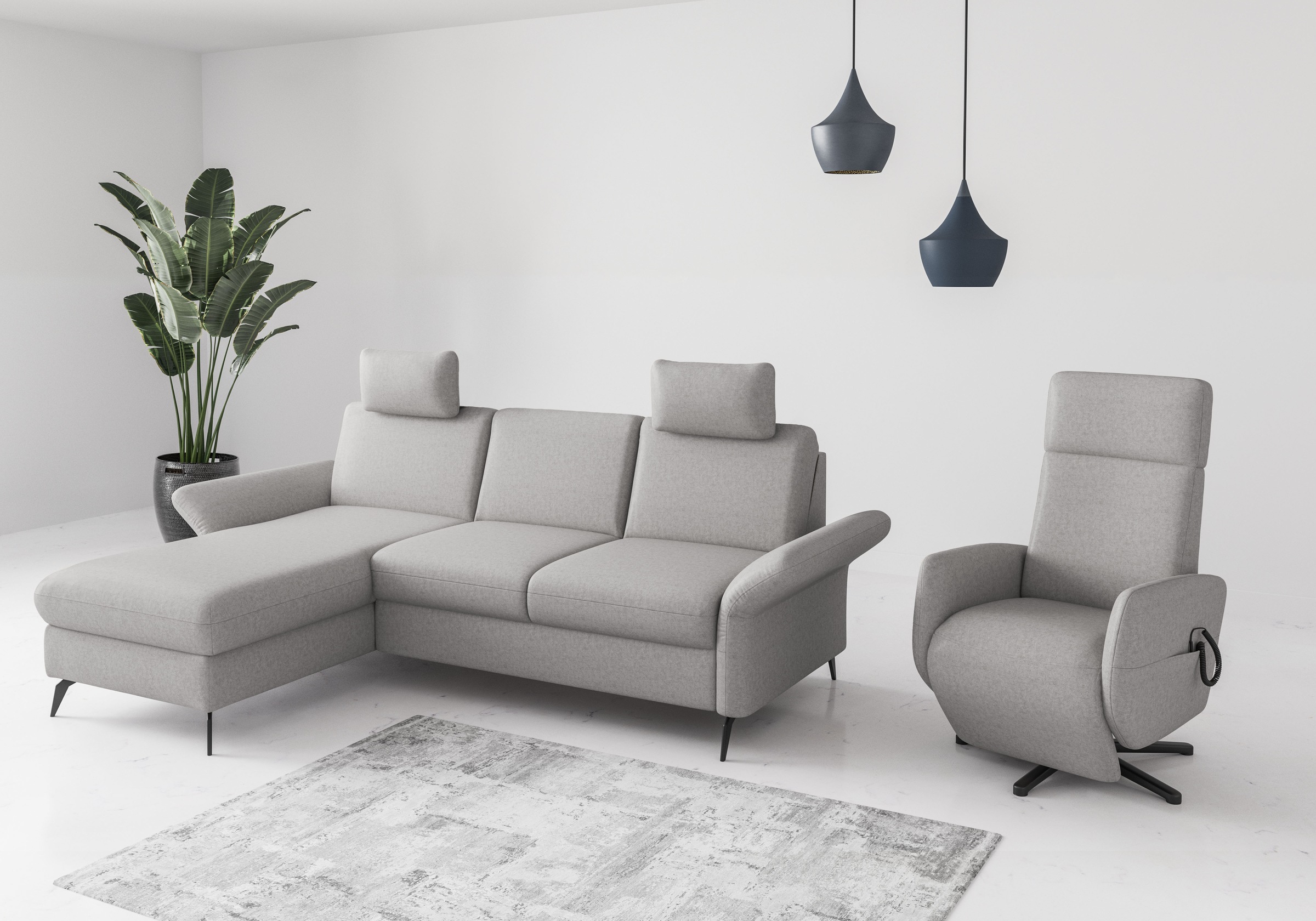 Home affaire Canapé d'angle »Rochelle« wahlweise mit Bettfunktion, Bettkasten und Armteilverstellung