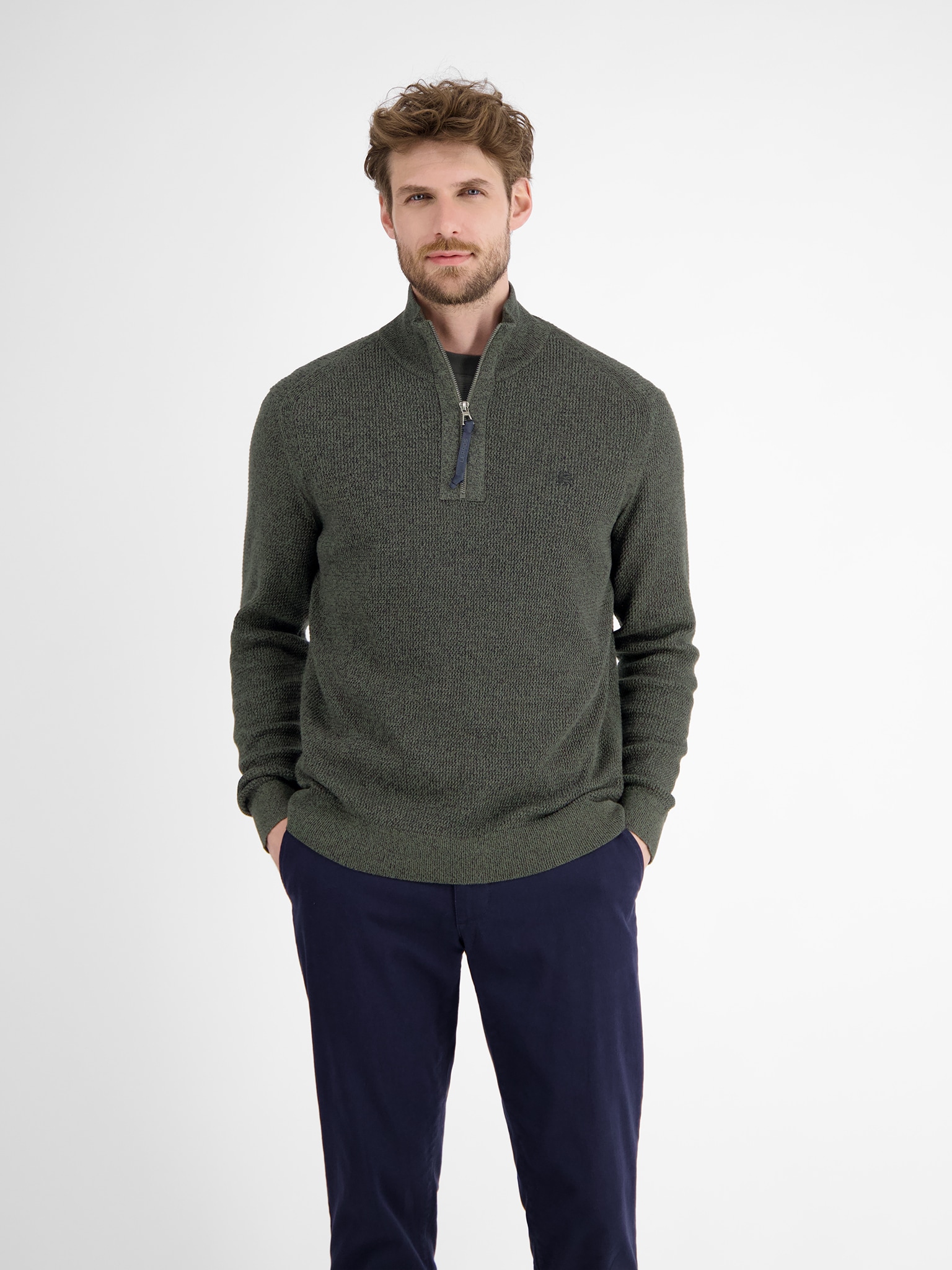 LERROS Strickpullover mit Troyer-Reissverschluss, Stehkragen