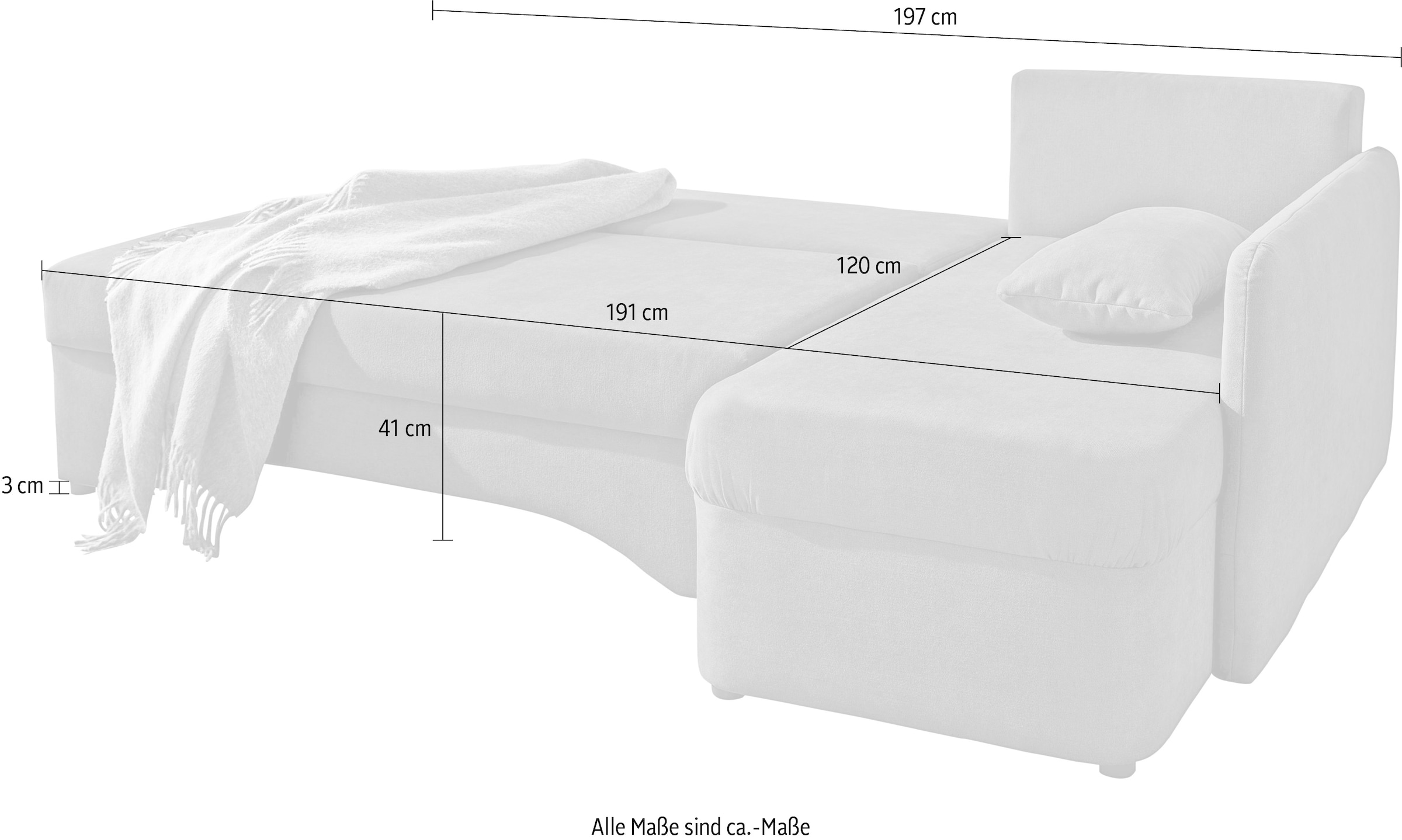 Jockenhöfer Gruppe Ecksofa »Nivaris L-Form, B: 197 cm« mit Schlaffunktion & Bettkasten, Unser Dauertiefpreis