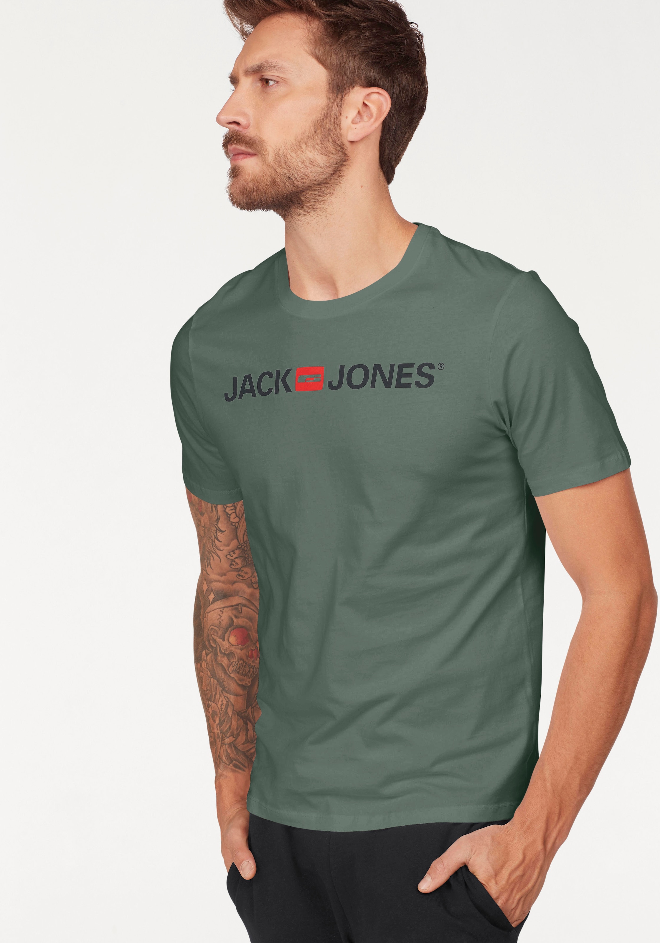 Jack & Jones T-Shirt »JJECORP   mit Print, vielseitig kombinierbar für den Alltag« Logodruck, modisch, regular fit, Baumwolle, Rundhals
