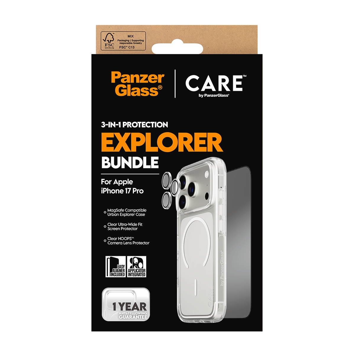 CARE by PanzerGlass Handyhülle »3-in-1 Flagship Explorer Bundle Apple iPhone 17 Pro« Apple iPhone 17 Pro Backcover, Schutzhülle, Handyschutzhülle, Case, Schutzcase, stossfest