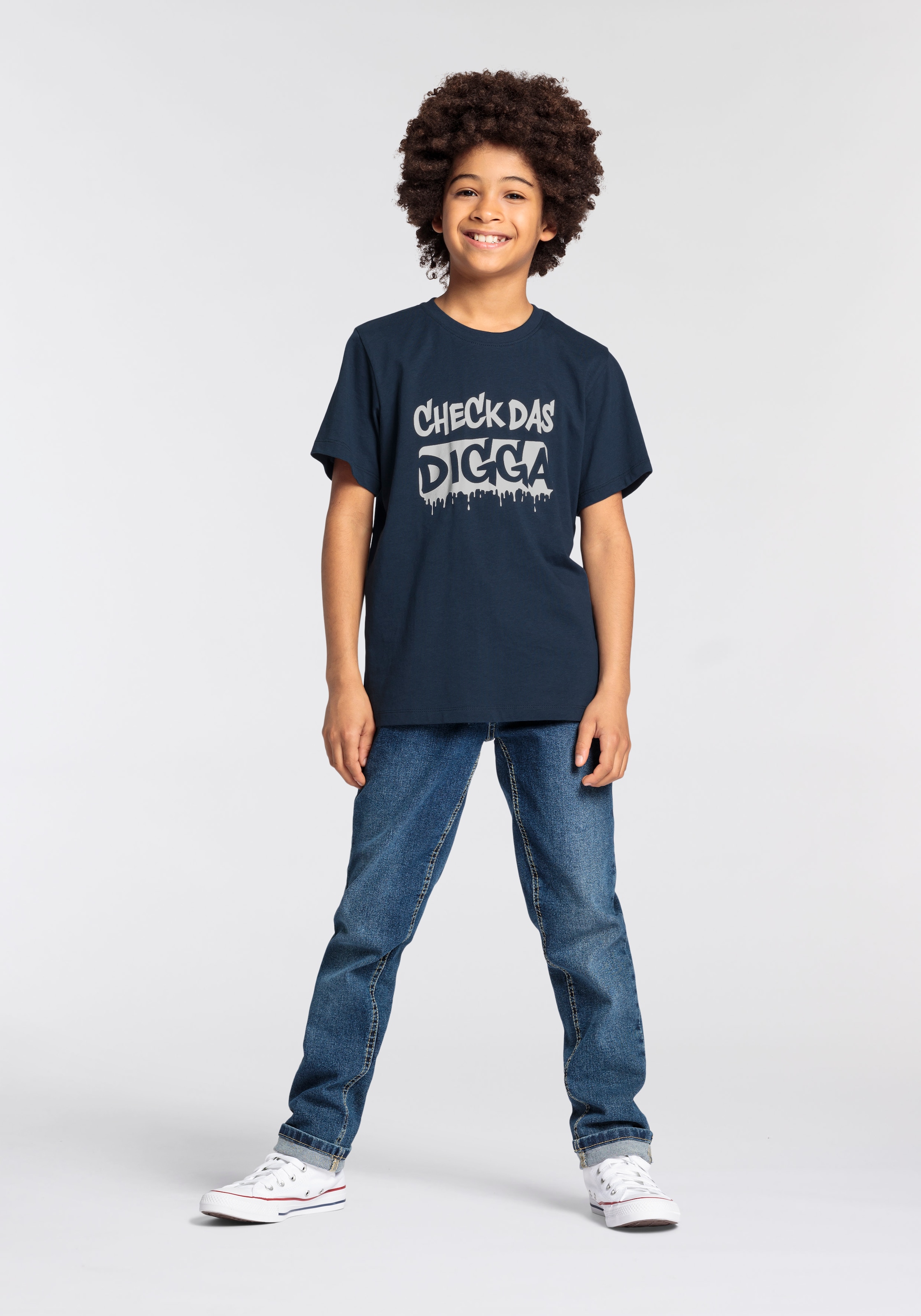 KIDSWORLD T-shirt »Sprücheshirt: CHECK DAS DIGGA« Kurzarm,  Basic-Passform,  bedruckt,  Rundhalsausschnitt