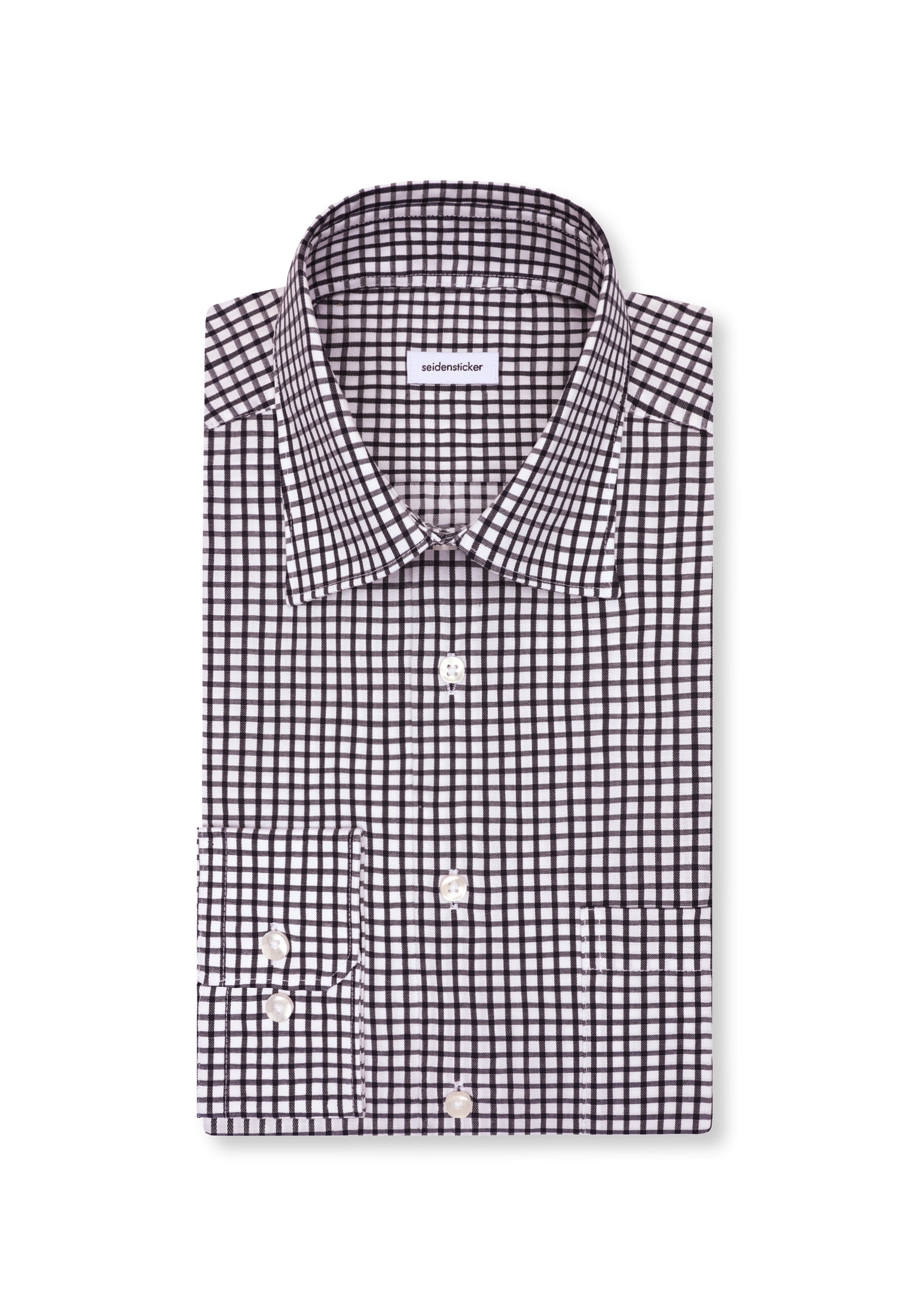 seidensticker Businesshemd »Schwarze Rose« Regular 1/1 Covered-Button-Down-Kragen Karo