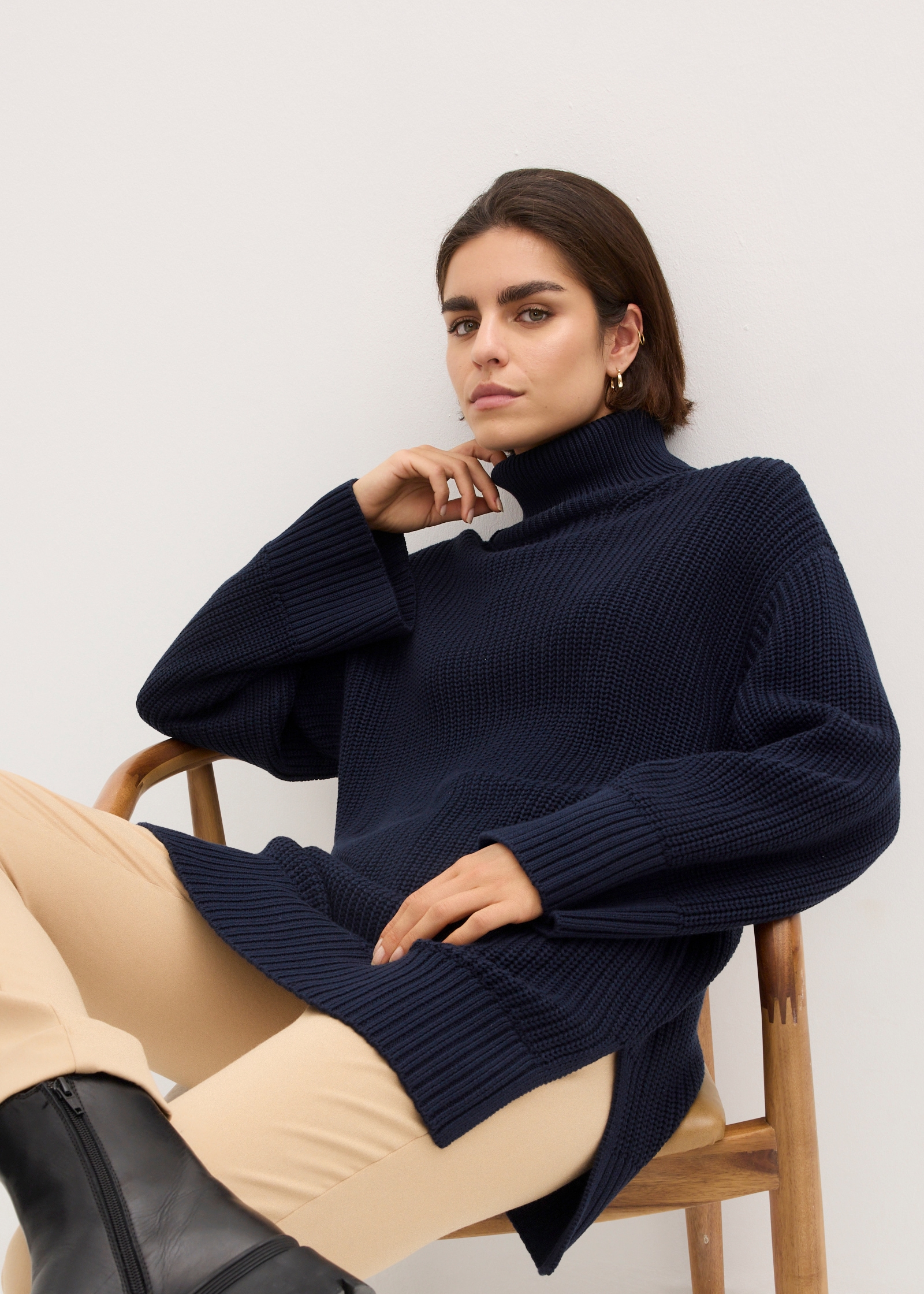 bonprix Rollkragenpullover »Oversize-Rollkragenpullover aus Baumwoll-Mix«, Oversize-Rollkragenpullover aus Baumwoll-Mix
