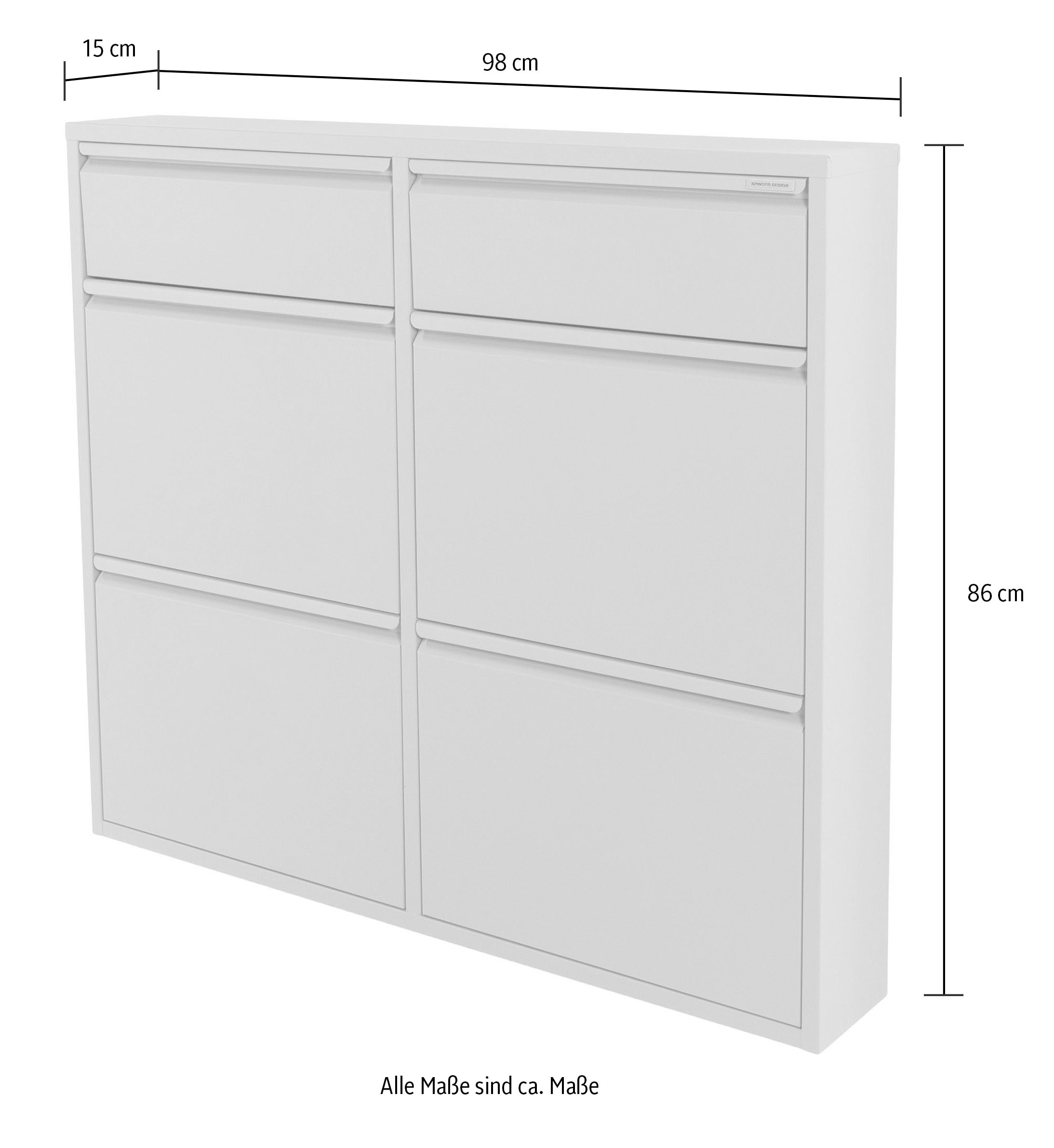 Spinder Design Schuhschrank »Billi Schuhklapper« Metall, Breite 98 cm, Höhe 86 cm, 6 Klappen