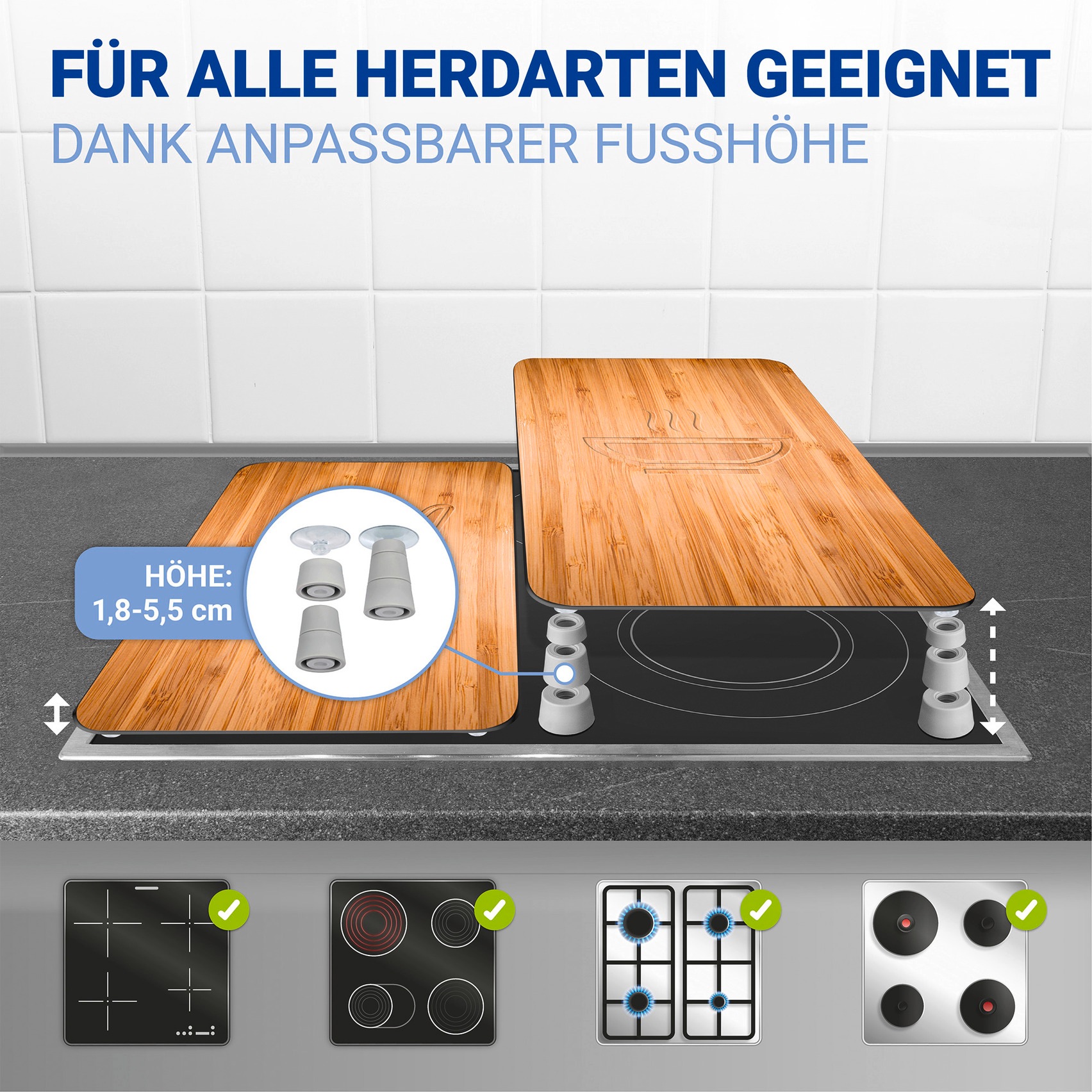 WENKO Herd-Abdeckplatte »Universal Modell Lunch« Herdabdeckung für alle Herdarten, kratzfest, mit rutschfesten Füssen