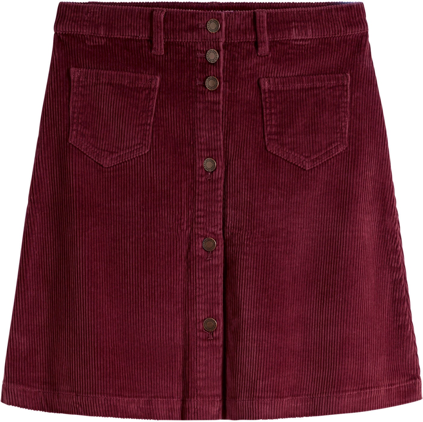 bonprix Jupe en velours »Stretch-Cordrock mit Knopfleiste« aus Baumwolle und Elasthan, A-Linie, mit Knopfleiste