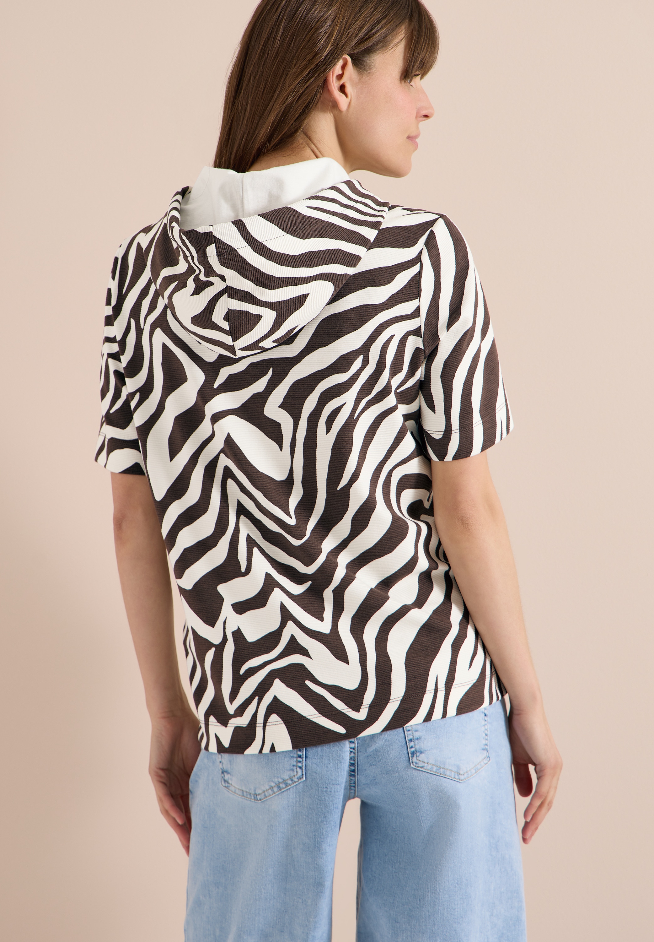 Cecil Kapuzensweatshirt , Kurzarm-Shirt mit Kapuze und Zebraprint
