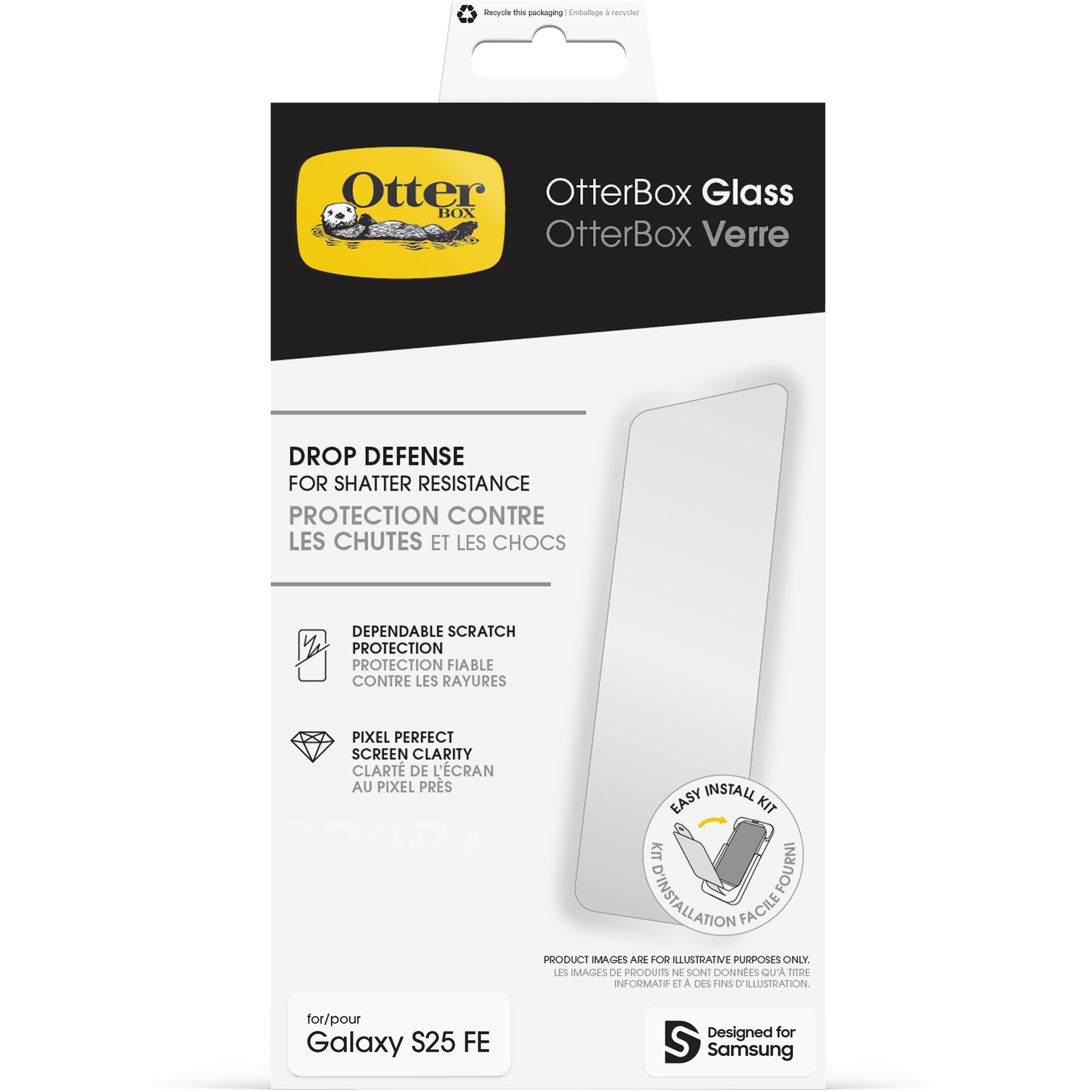 Otterbox Verre de protection d'écran »Glass« für Samsung Galaxy S25 FE Displayschutzfolie, Schutzfolie, Bildschirmschutz, kratz- & stossfest