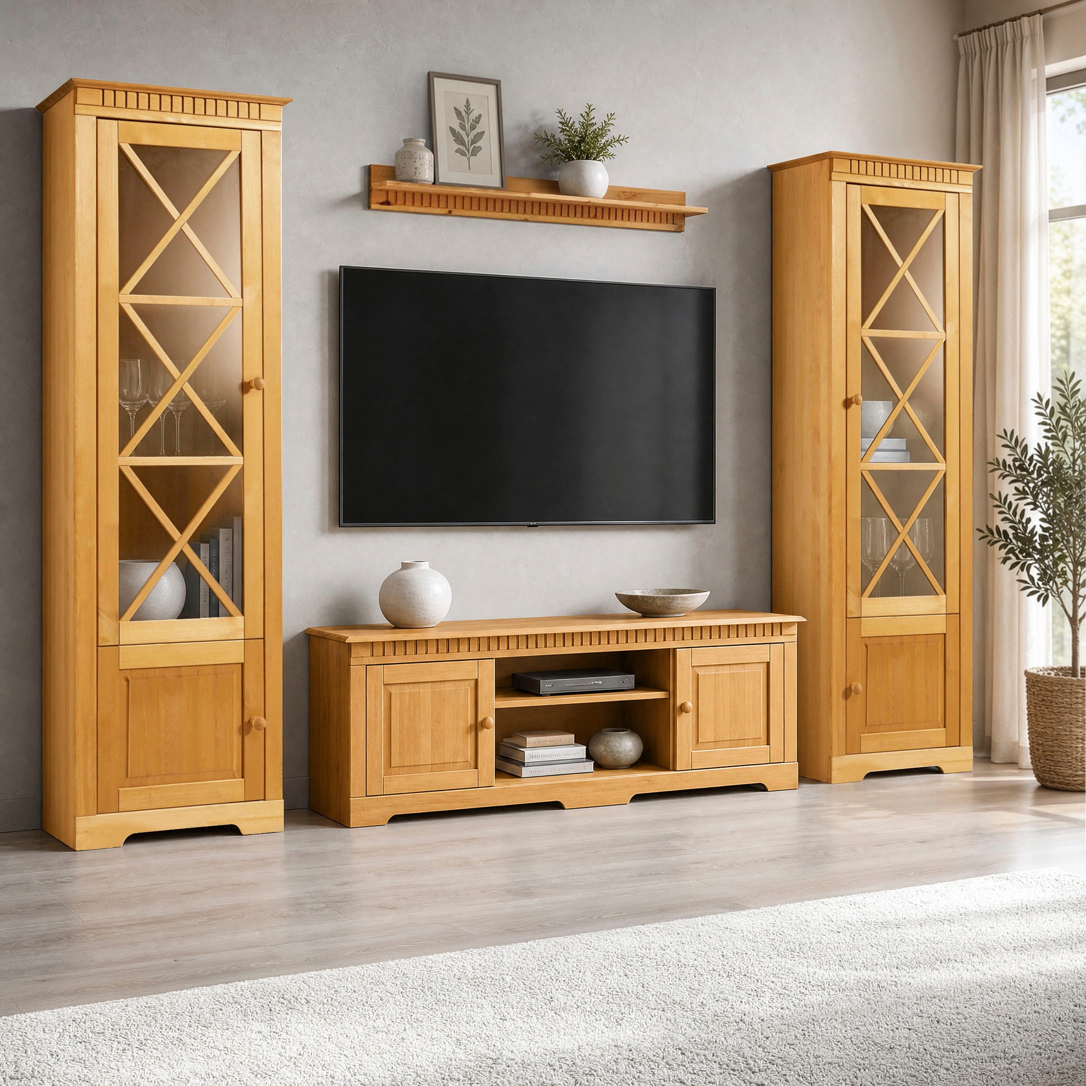 GOODproduct Vitrines »Lisa« en beau pin massif, avec une belle porte vitrée