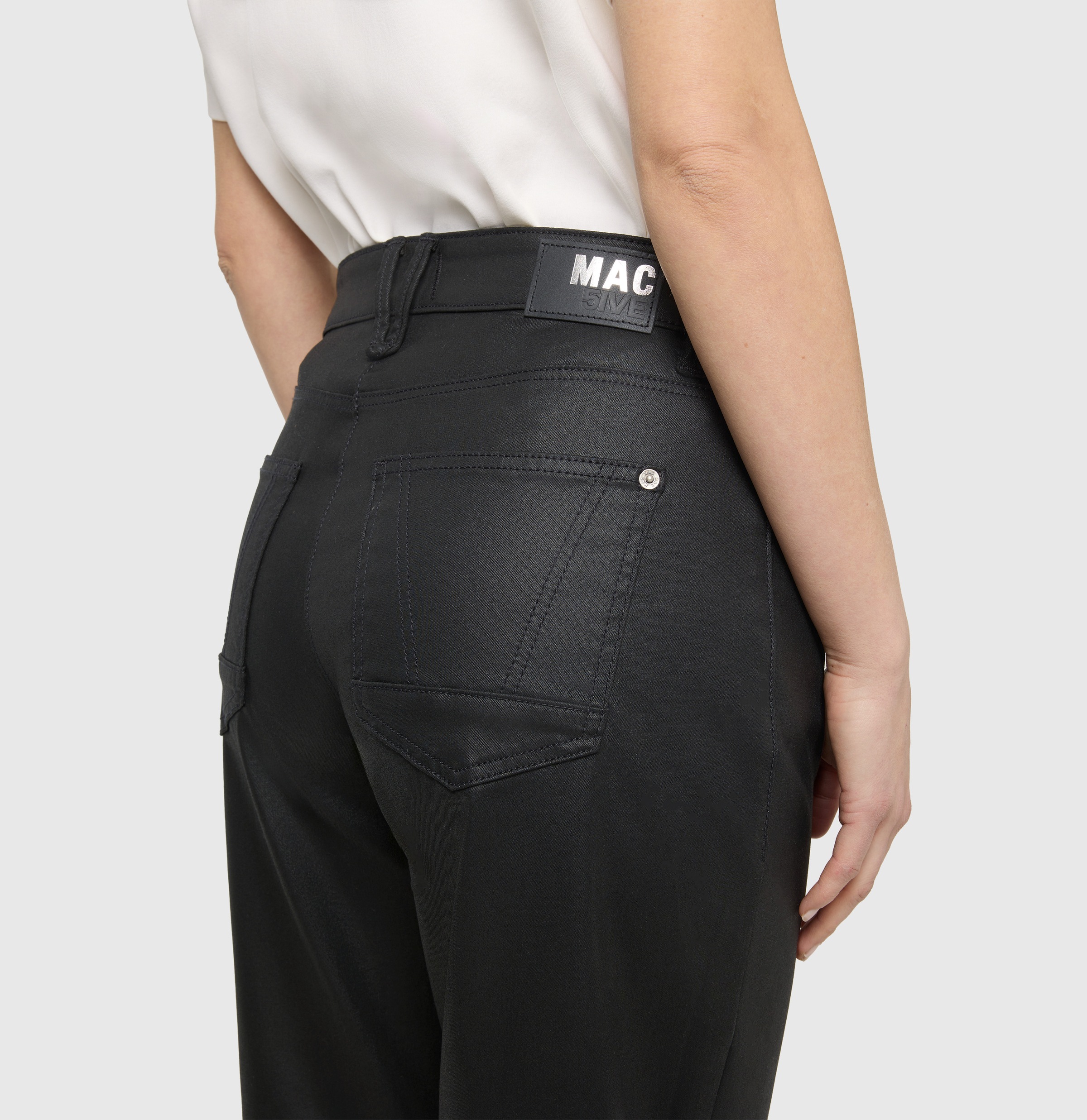 MAC Pantalon imitation cuir »Danny 2.3 coated«  Coupe ample, jambe évasée, forme O