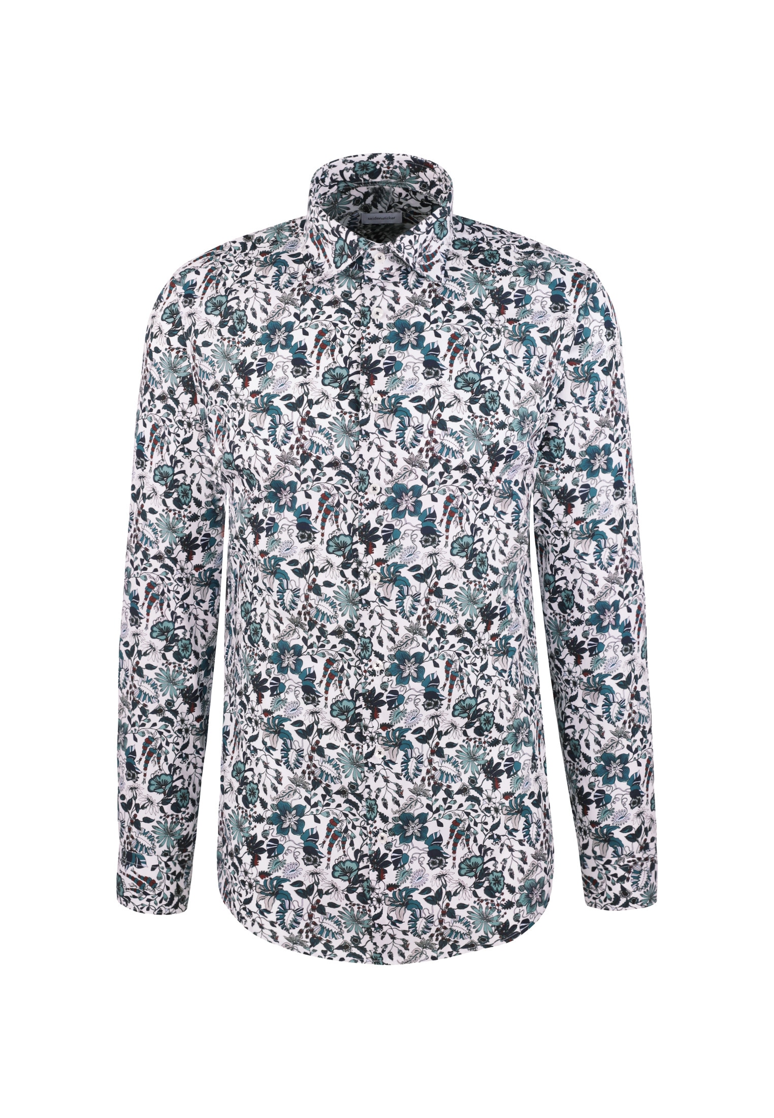 seidensticker Chemise d'affaires »Schwarze Rose« Slim 1/1 Kentkragen Geblümt