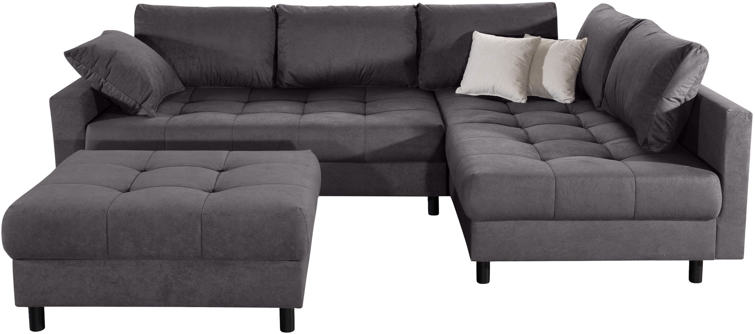 COLLECTION AB Canapé d'angle »Toni L-Form 274 cm« Set : canapé & pouf, 2 coussins décoratifs, ressorts Bonell