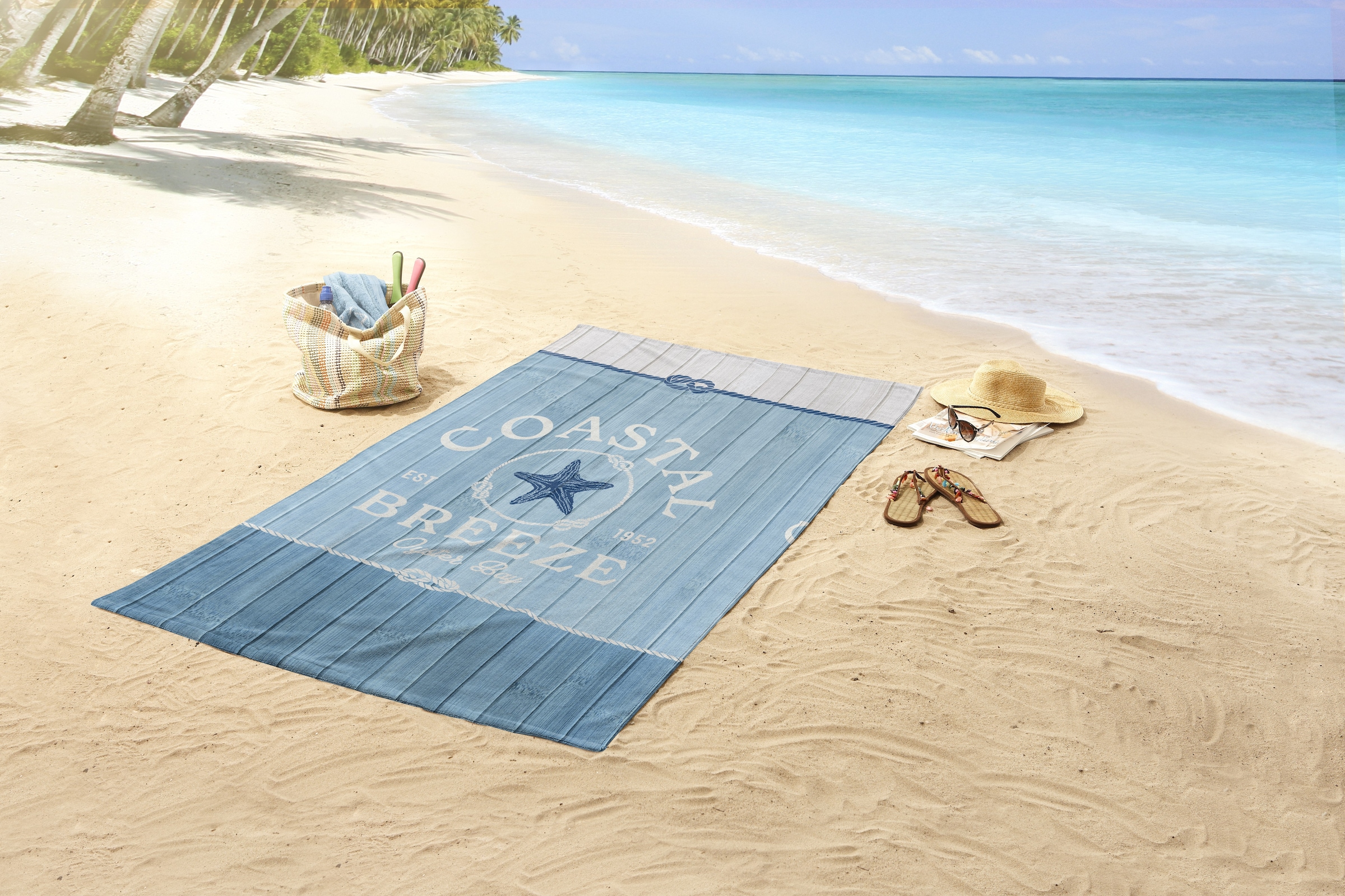 good morning Serviette de plage »Breeze« Mikrofaser, Velours, Strandtuch, saugfähig, leicht, 100x180