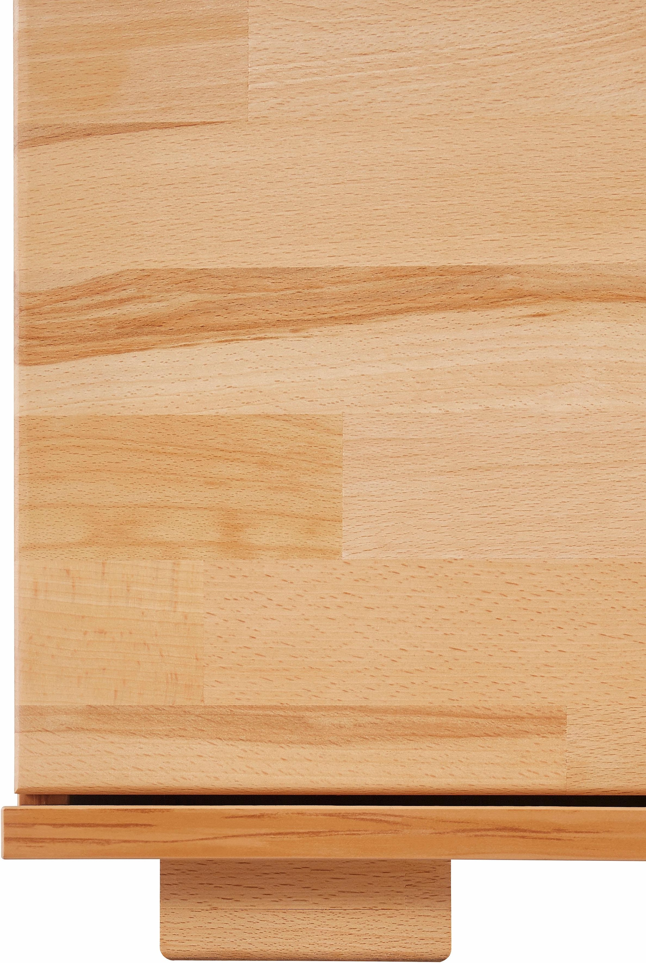 GOODproduct Sideboard »Vetro,200cm breit,40 cm tief,4 Schubladen Oberplatte aus Glas« Kernbuche massiv, Holzwerkstoff, 4Türen,4 Schubladen, Griffmulden