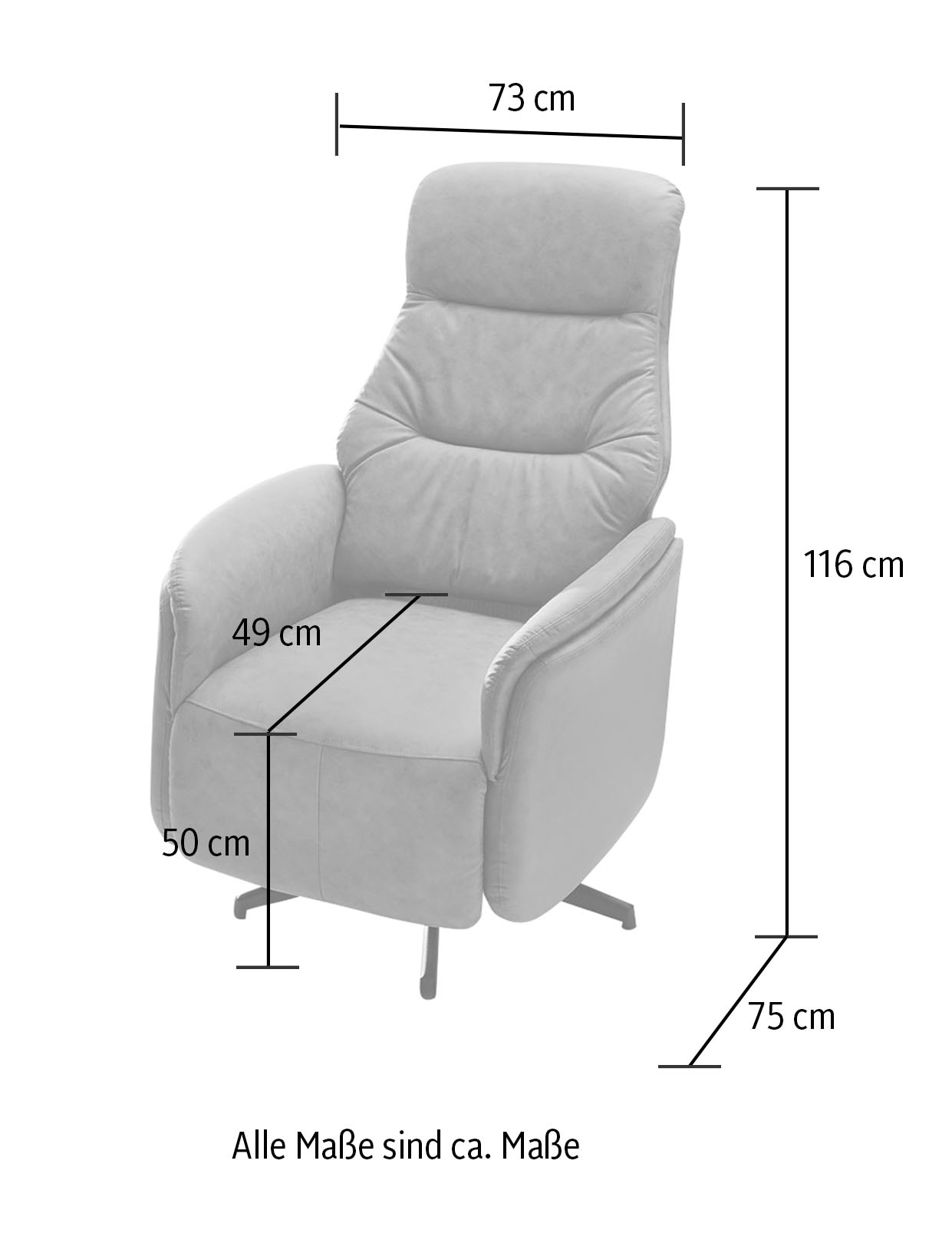 Jockenhöfer Gruppe TV-Sessel »Doro, B: 73 cm, Sitzhöhe: 50 cm« elektr. Relaxfunktion, 2 Motoren, separate Steuerung Fuss- & Rückenteil