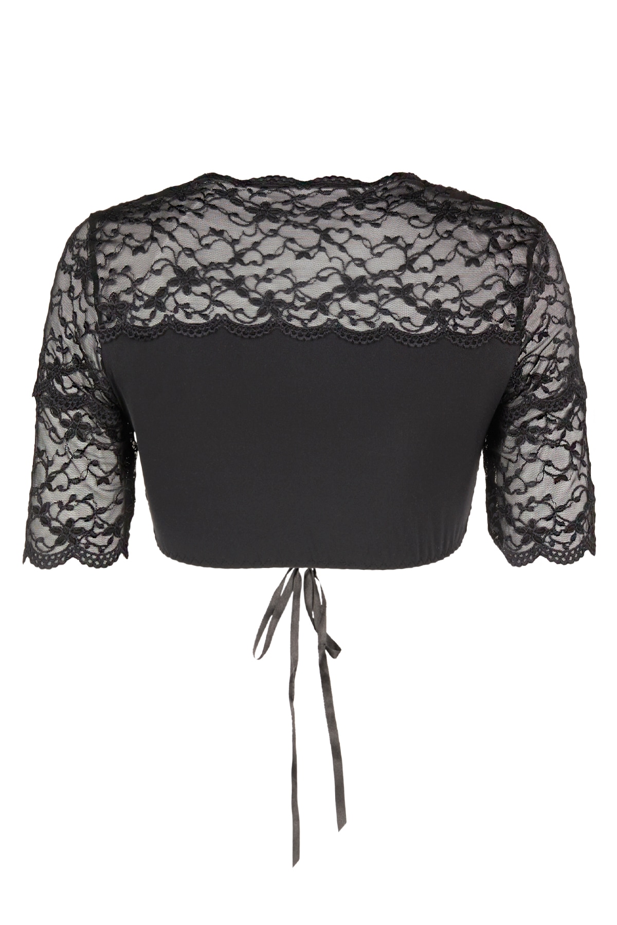 Nina Von C. Blouse de dirndl V-Ausschnitt, Spitze, bauchfrei, Kurzarm, Schnürung vorne