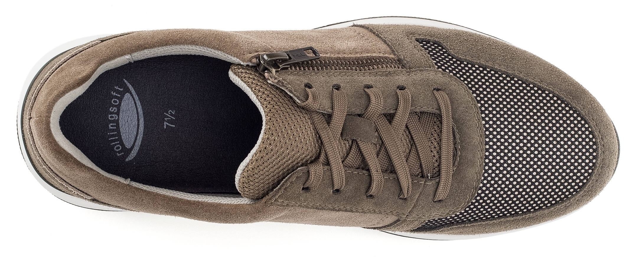 rollingsoft Baskets compensées  , chaussure de loisirs, chaussure basse, chaussure à lacets avec fermeture éclair extérieure, largeur G