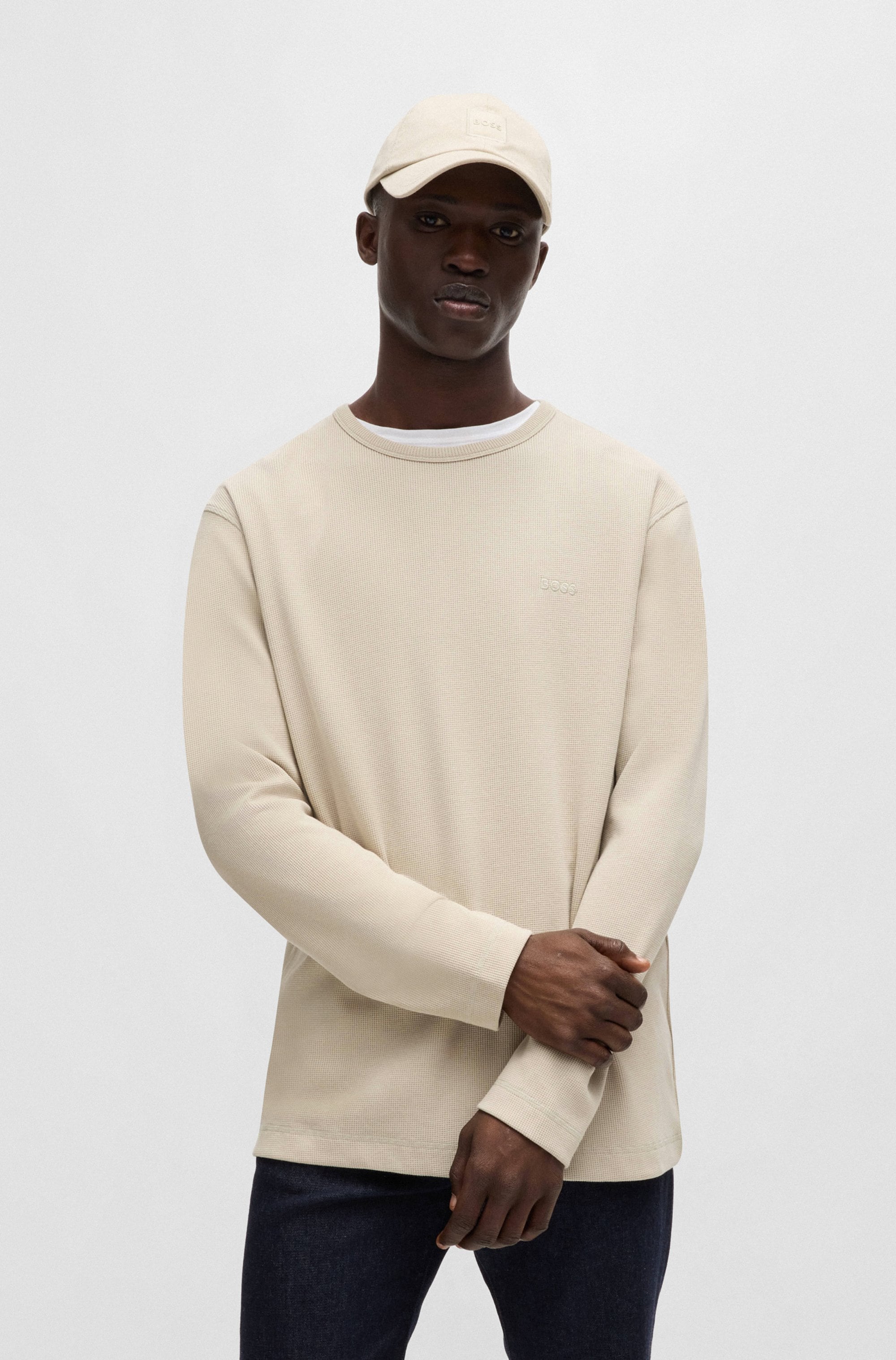 BOSS ORANGE T-shirt à manches longues »Tempesto« mit BOSS-Stickerei